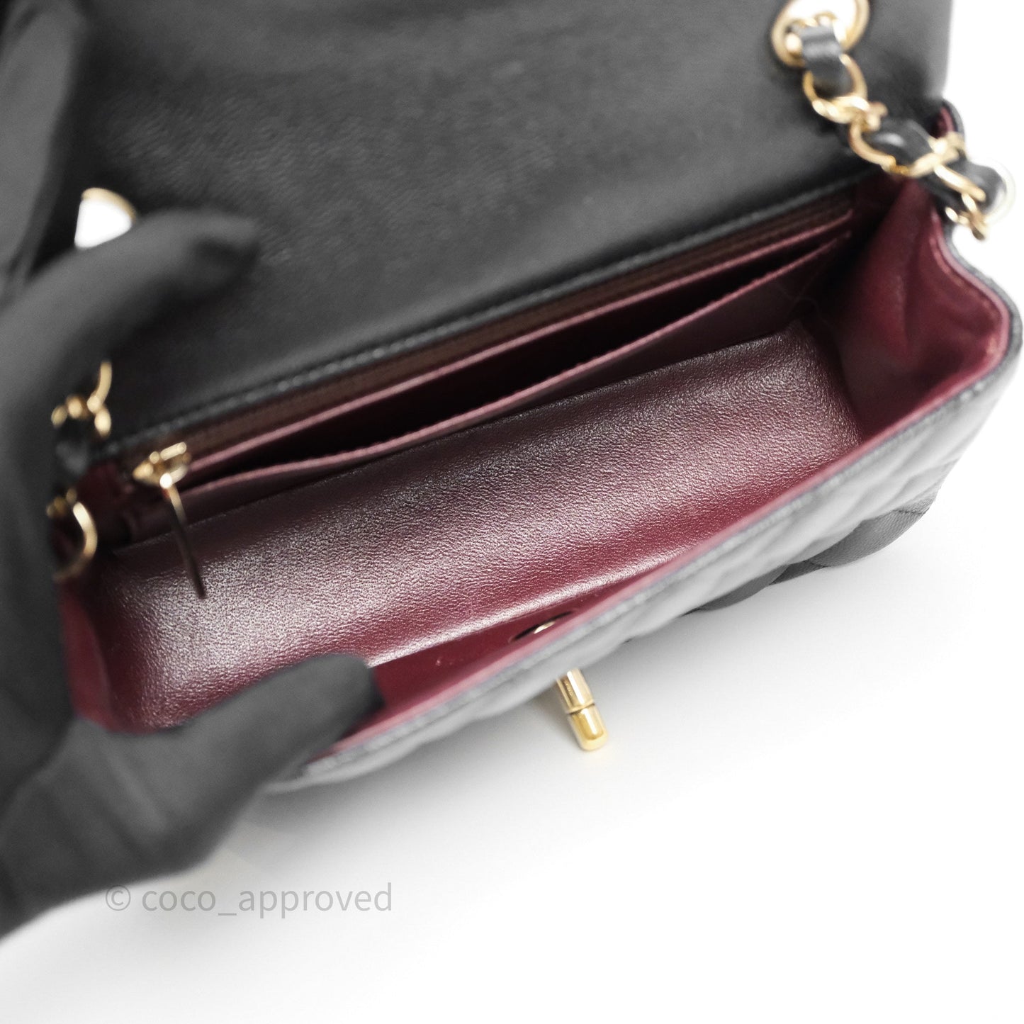 Chanel Mini Rectangular Flap Quilted Black Caviar Gold Hardware
