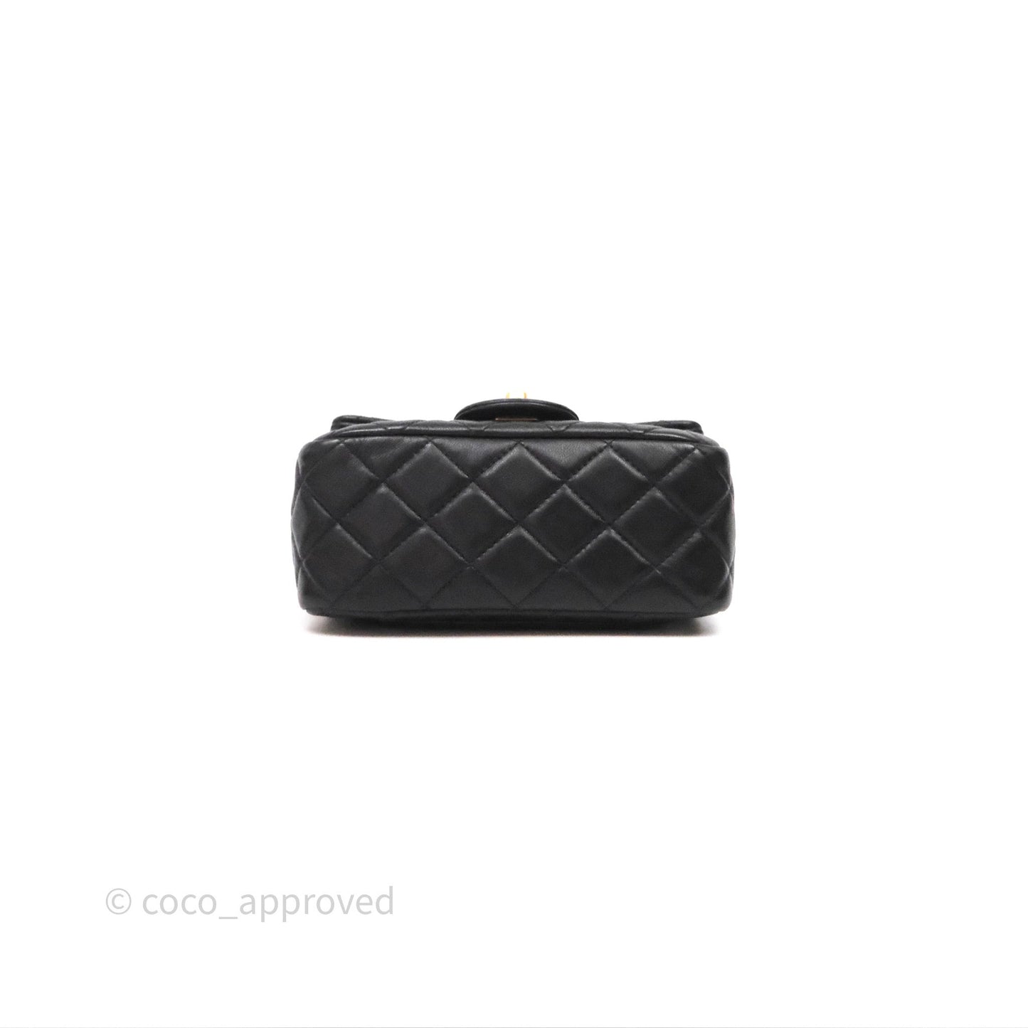 Chanel Pearl Crush Mini Square Quilted Black Lambskin Aged Gold Hardware