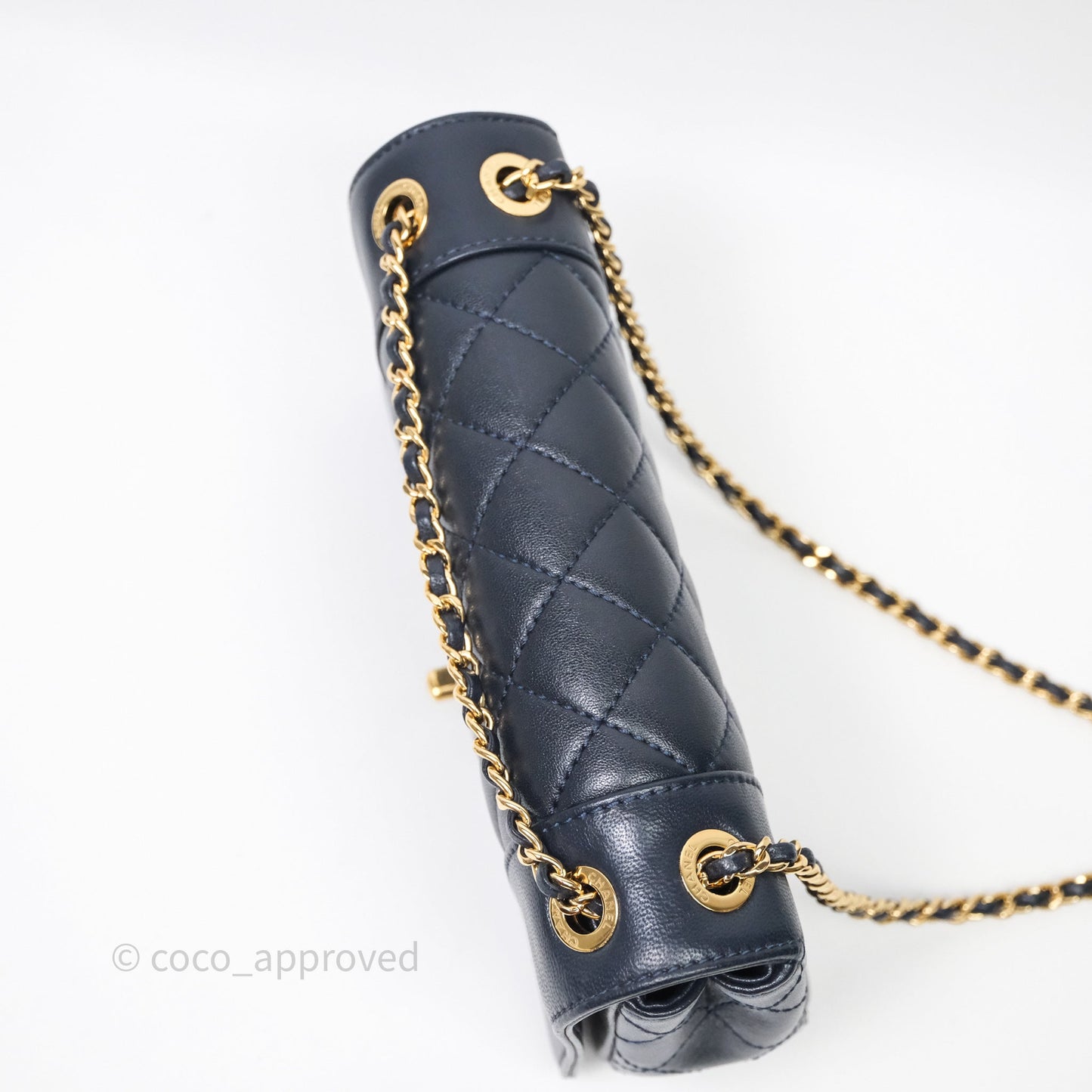Chanel Small Vintage Mademoiselle Flap Navy Sheepskin Gold Hardware