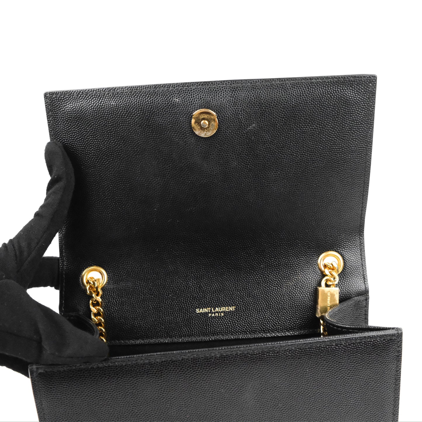 Saint Laurent Small Classic Monogram Kate Chain Bag Black Grained Calfskin Gold Hardware
