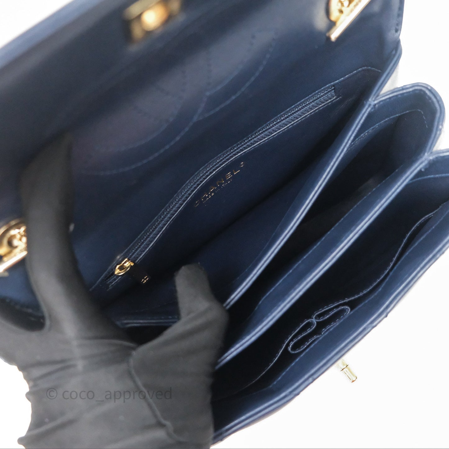 Chanel Small Trendy CC Navy Lambskin Gold Hardware