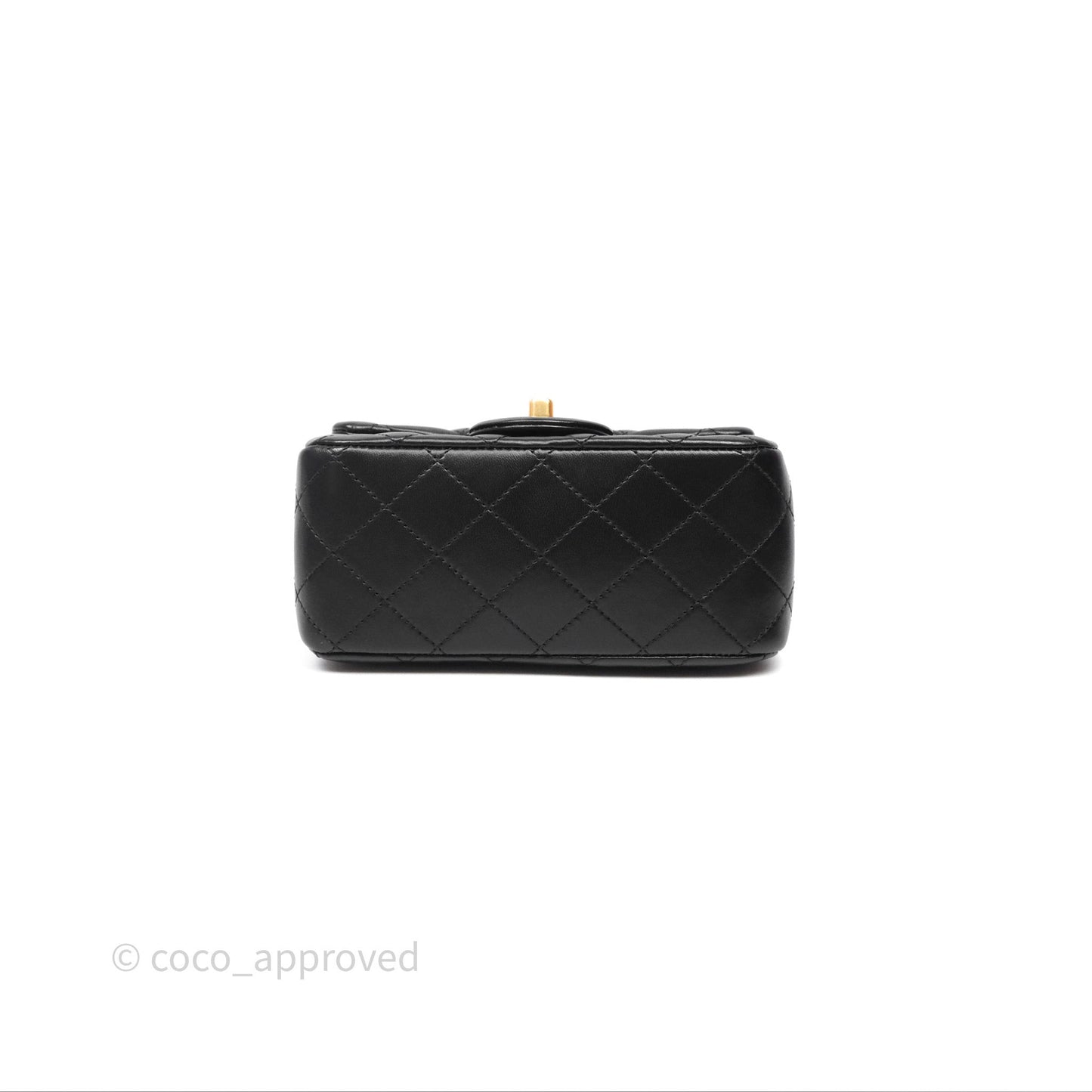 Chanel Pearl Crush Mini Square Quilted Black Lambskin Aged Gold Hardware