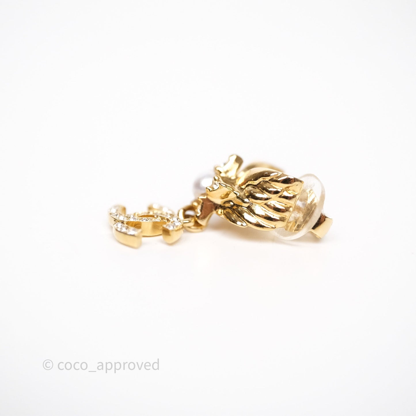 Chanel Star Wings Crystal CC Ear Clips Gold Tone 24C