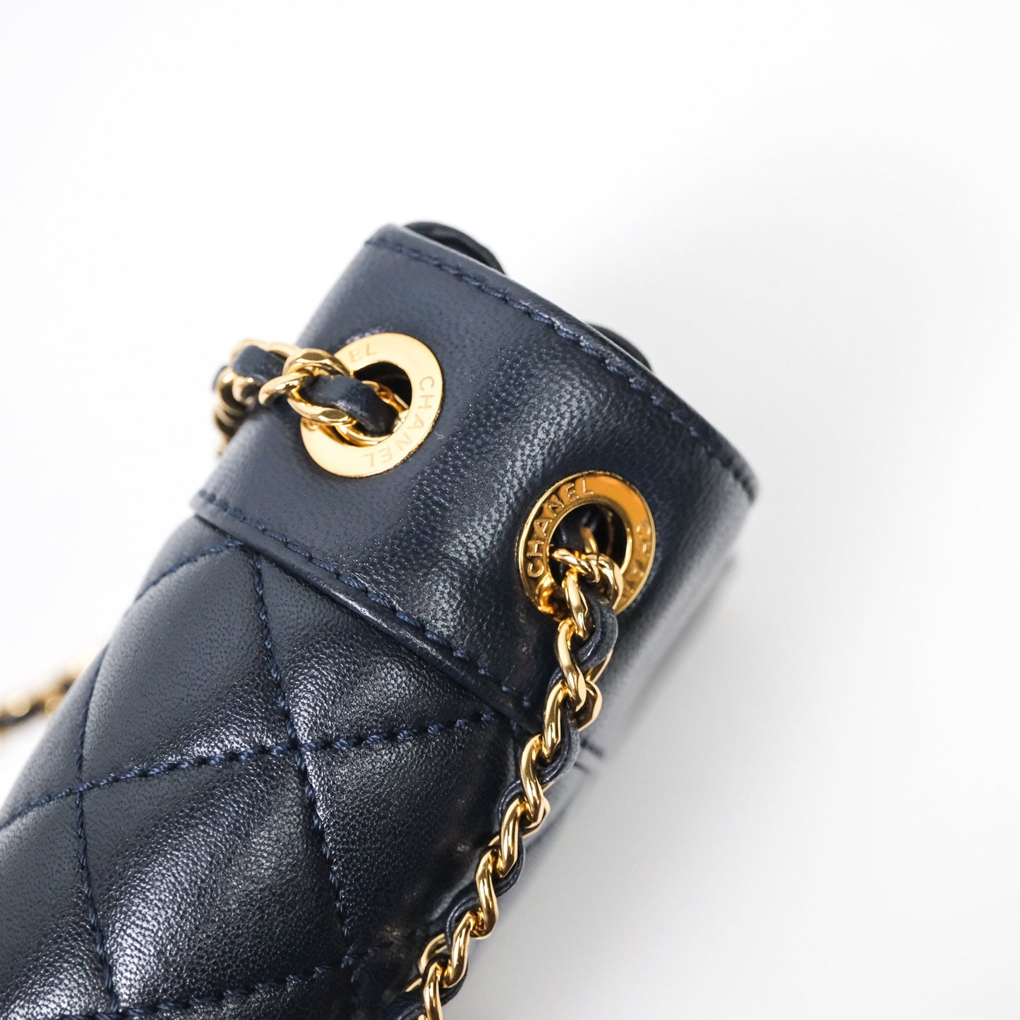 Chanel Small Vintage Mademoiselle Flap Navy Sheepskin Gold Hardware