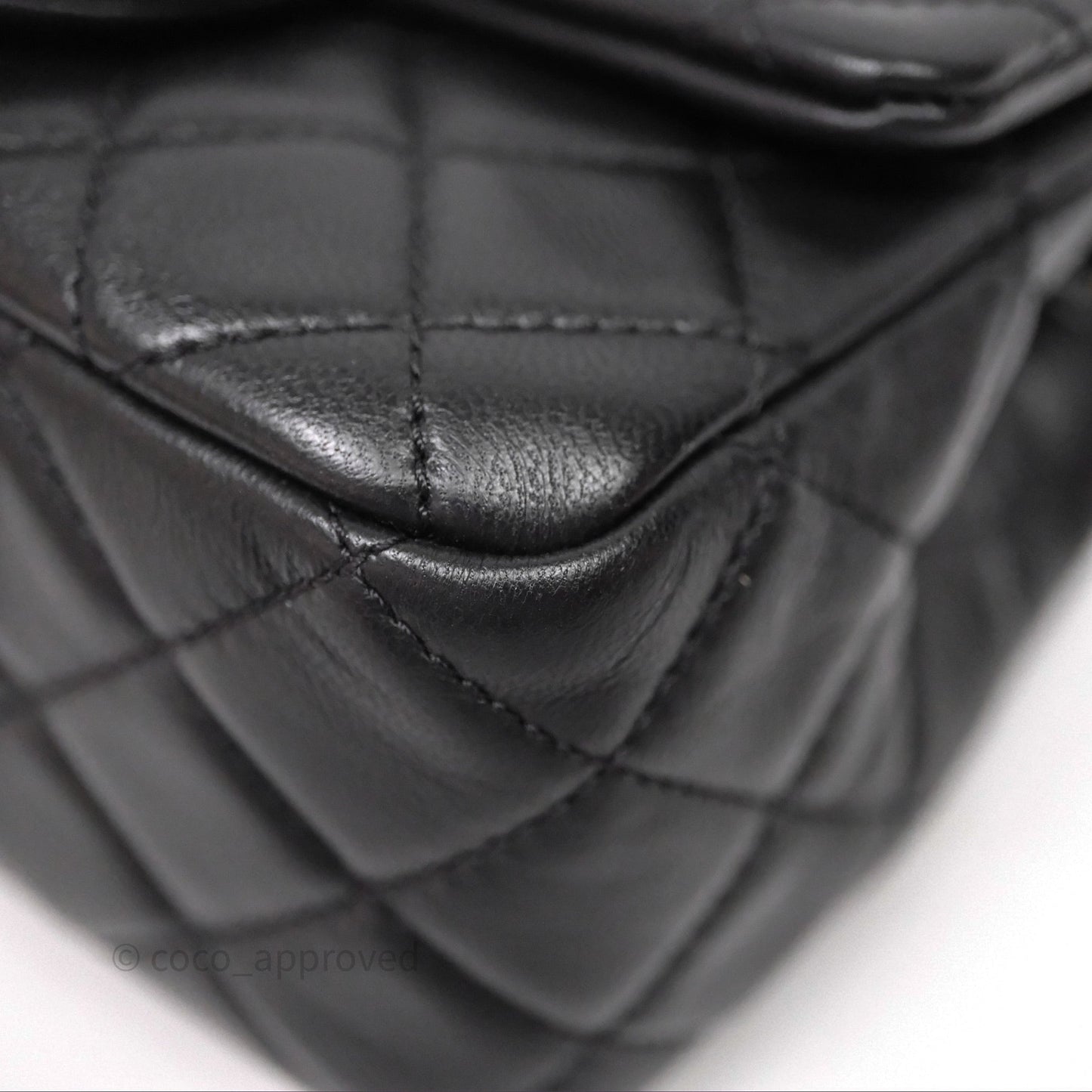 Chanel Pearl Crush Mini Square Quilted Black Lambskin Aged Gold Hardware