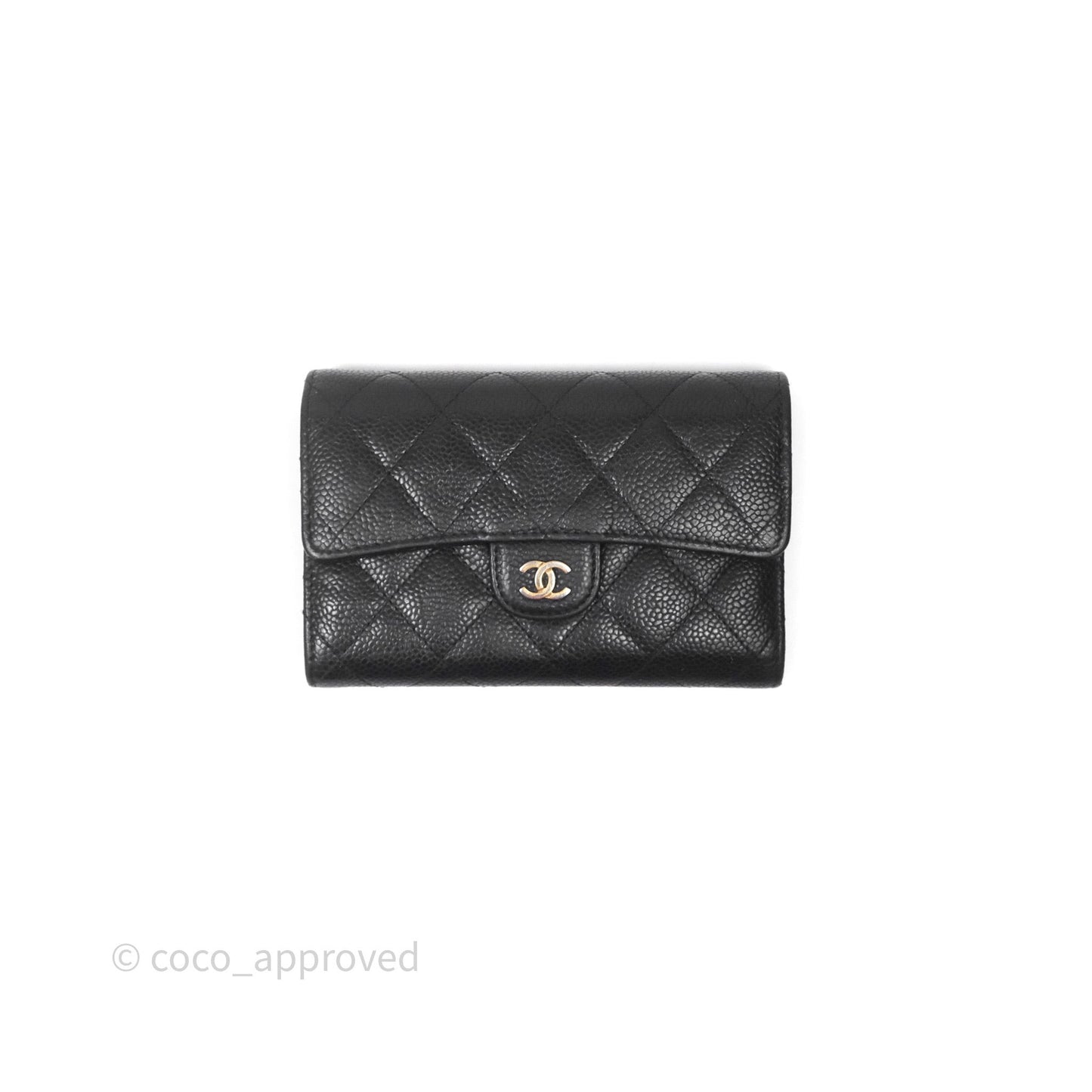 Chanel Quilted Medium Flap Wallet Black Caviar Gold Hardware