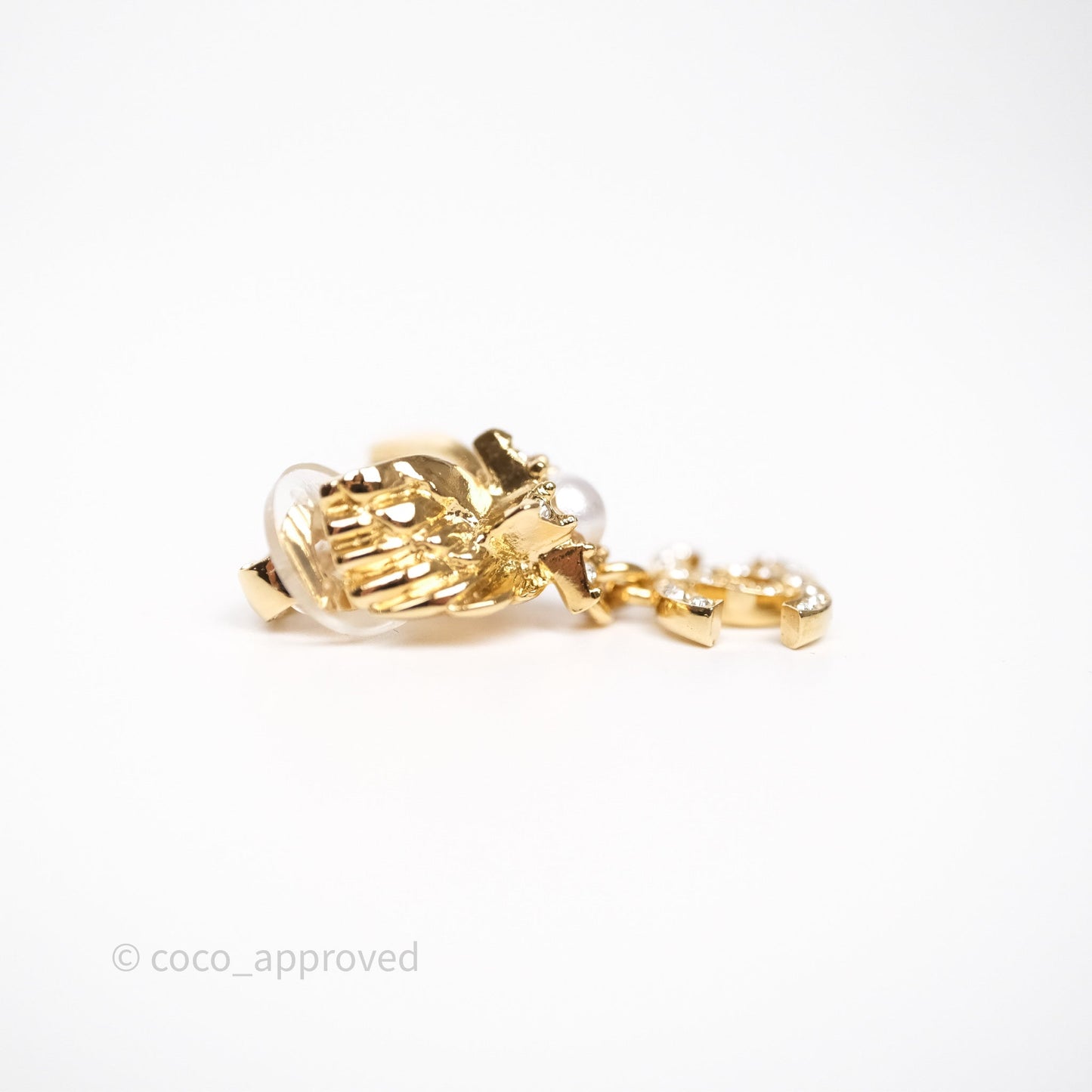 Chanel Star Wings Crystal CC Ear Clips Gold Tone 24C