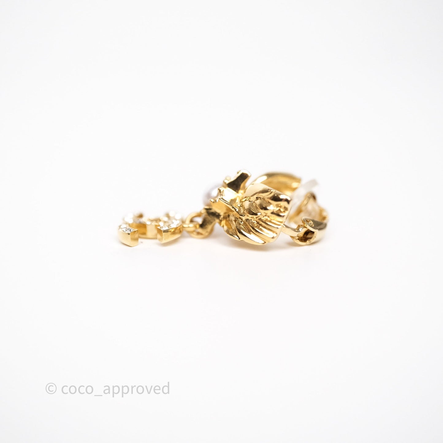 Chanel Star Wings Crystal CC Ear Clips Gold Tone 24C