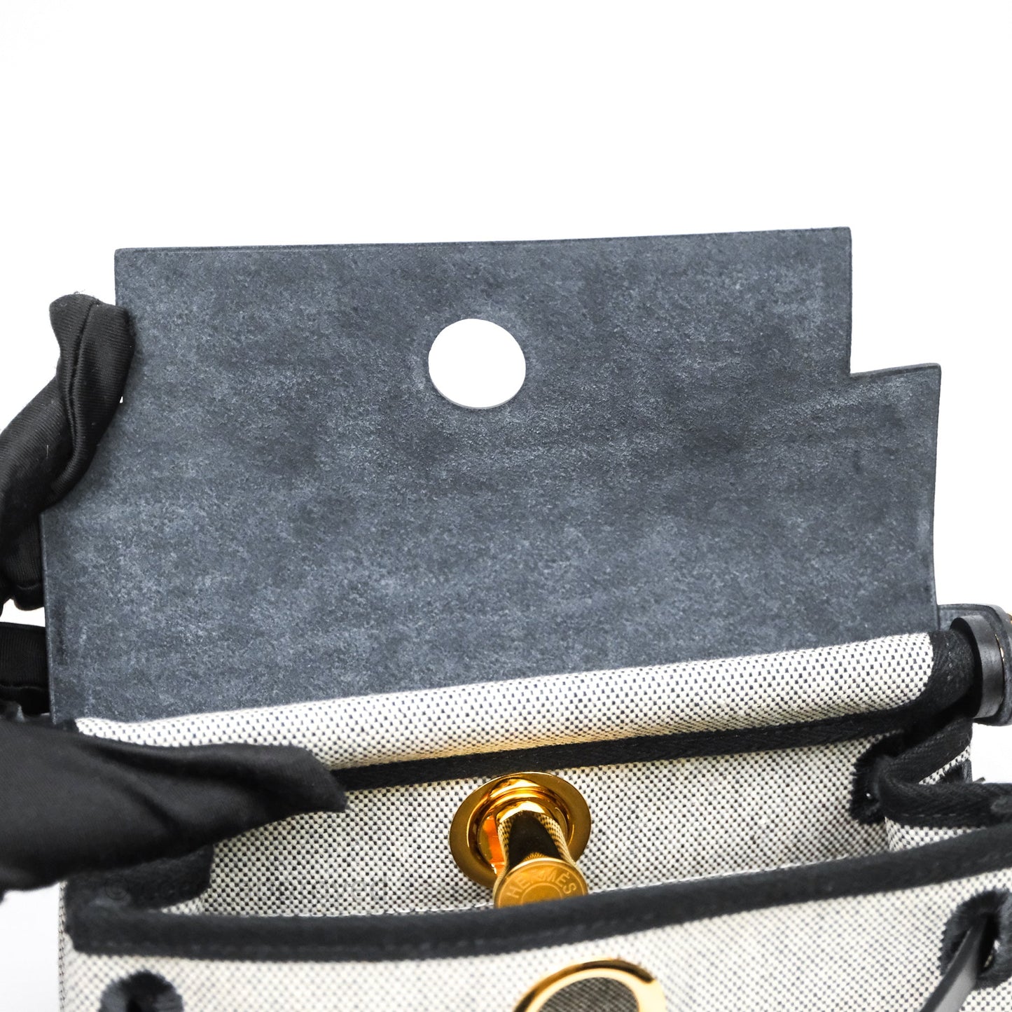 Hermès Herbag Zip 20 Mini Ecru-Noir Canvas Gold Hardware