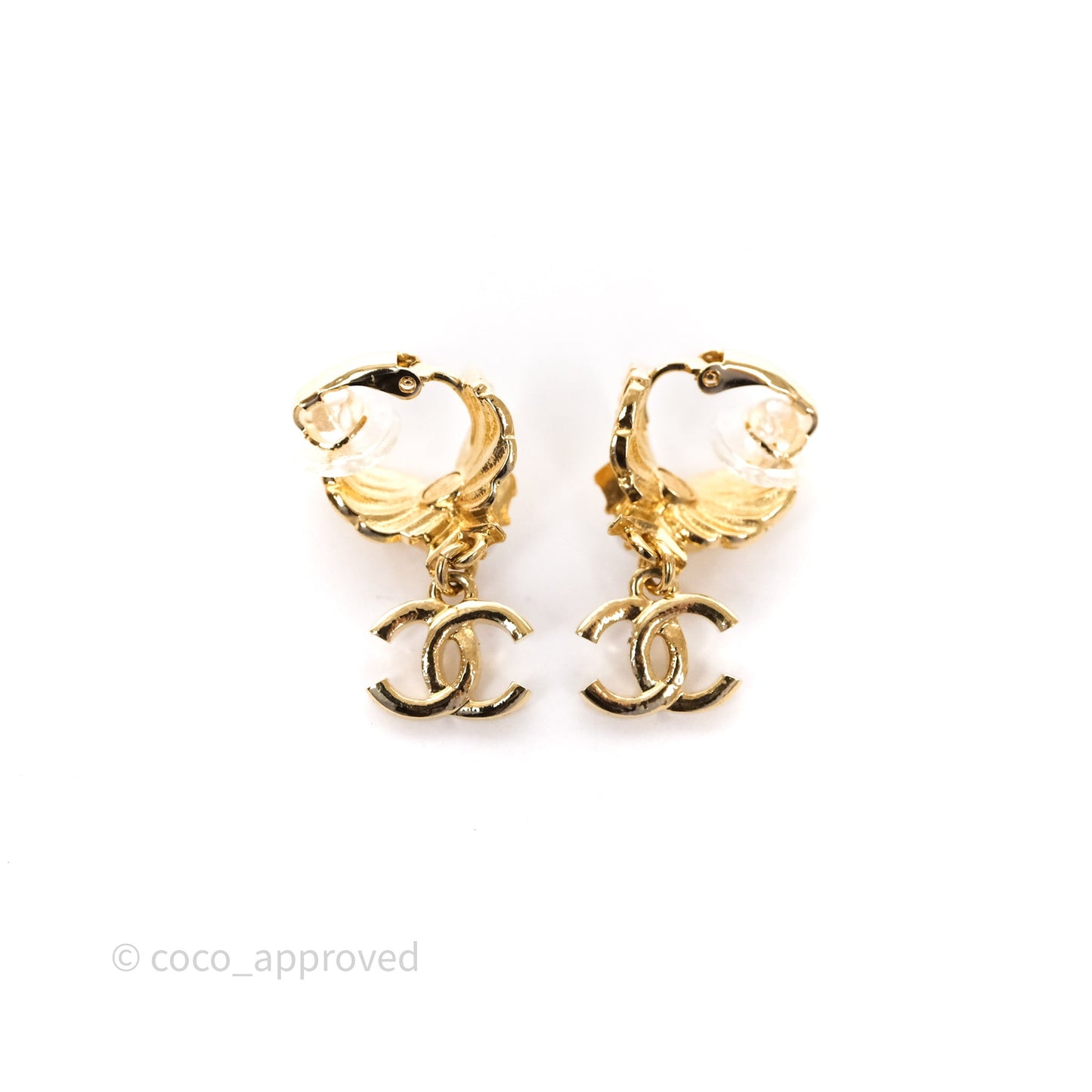 Chanel Star Wings Crystal CC Ear Clips Gold Tone 24C