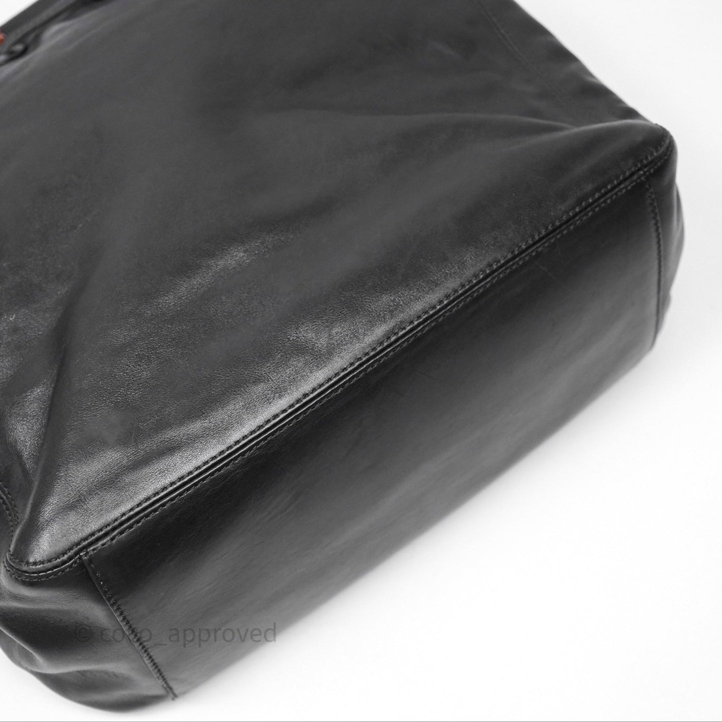 Chanel Vintage Top Handle Ring Bag Black Lambskin