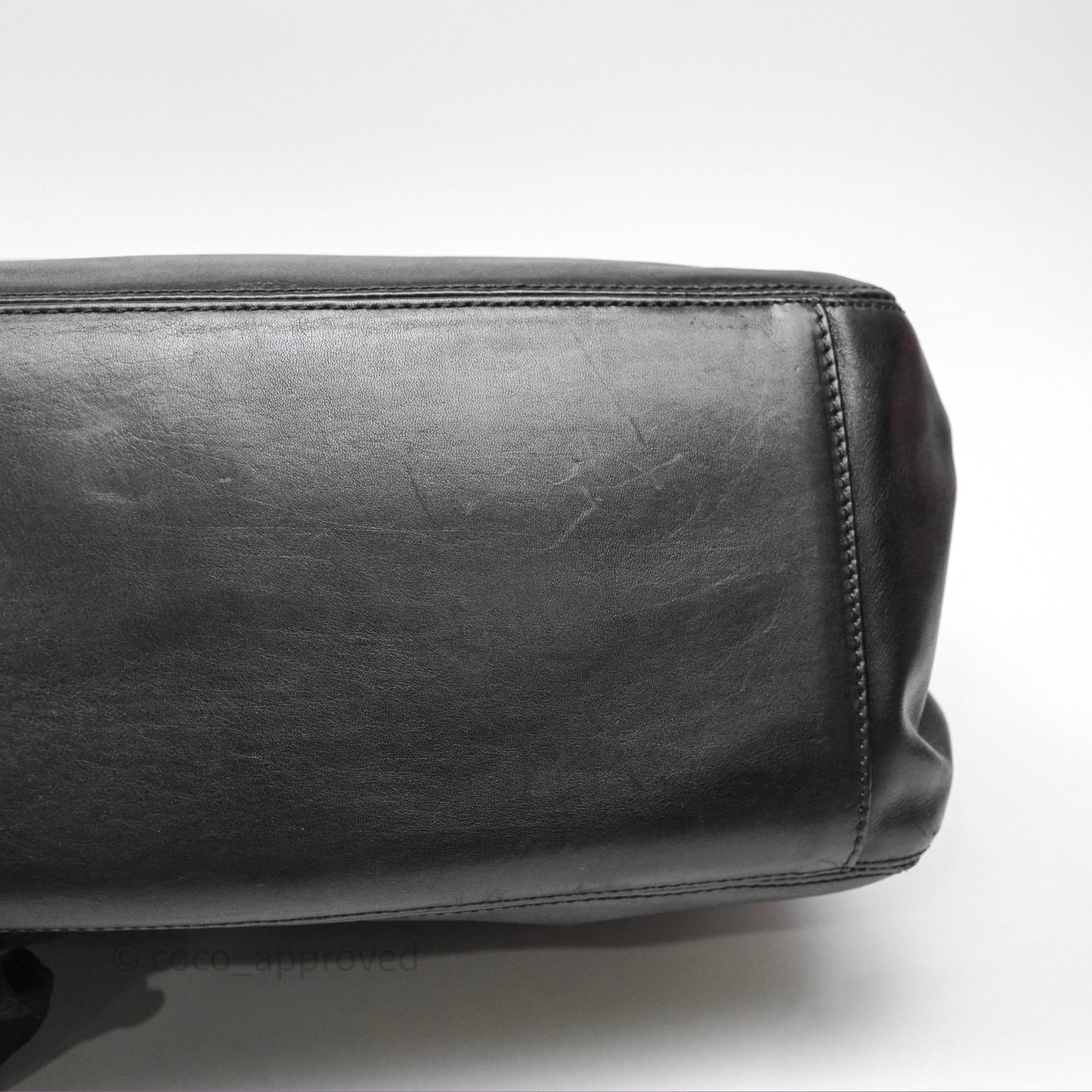 Chanel Vintage Top Handle Ring Bag Black Lambskin