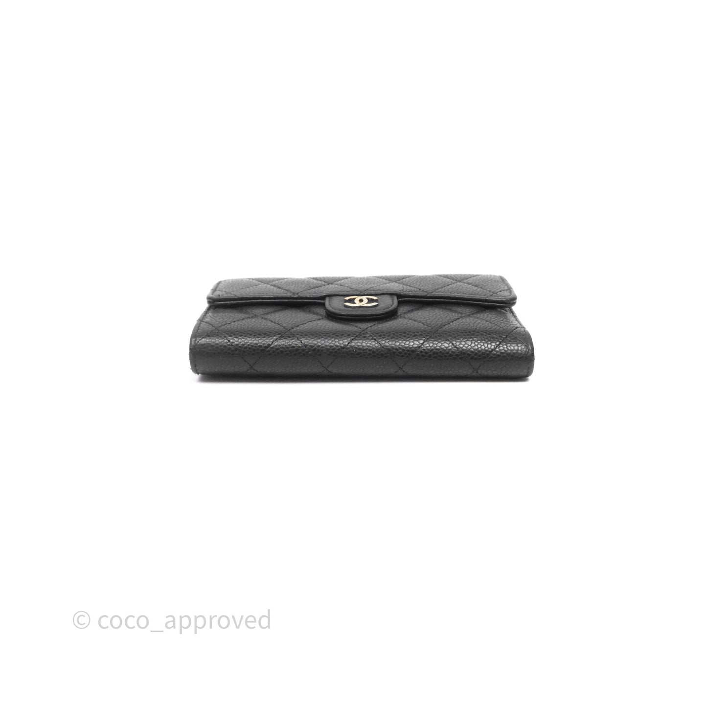 Chanel Quilted Medium Flap Wallet Black Caviar Gold Hardware