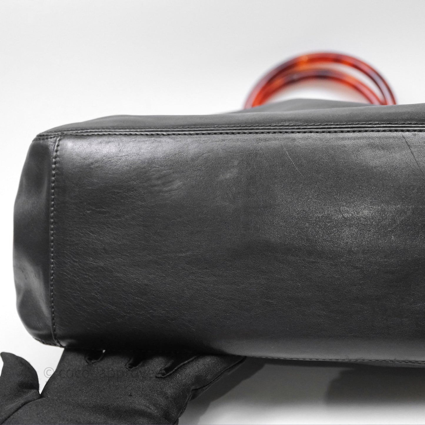 Chanel Vintage Top Handle Ring Bag Black Lambskin