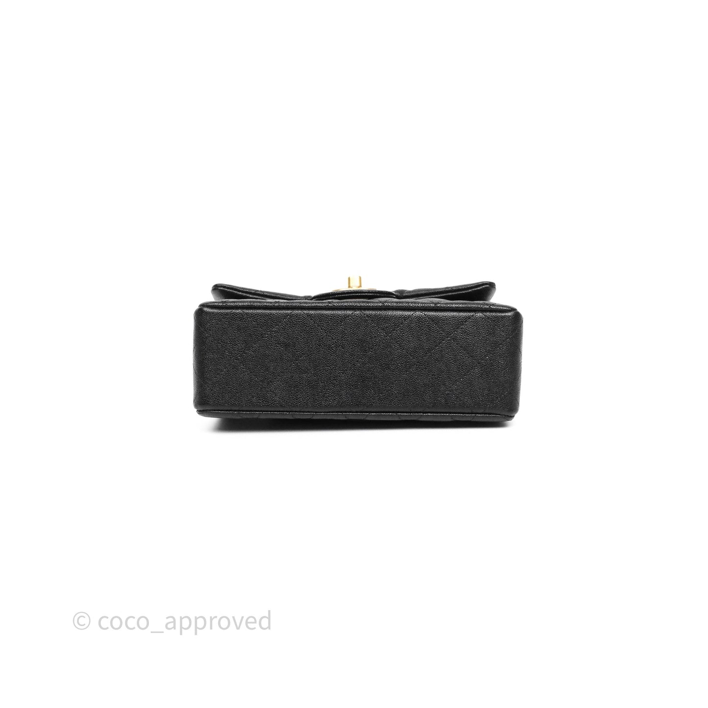 Chanel Top Handle Mini Rectangular Flap Bag Black Caviar Aged Gold Hardware