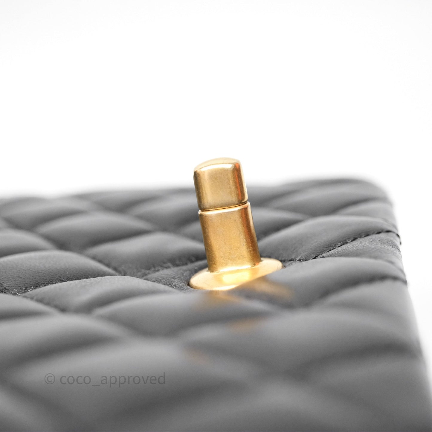 Chanel Pearl Crush Mini Square Quilted Black Lambskin Aged Gold Hardware