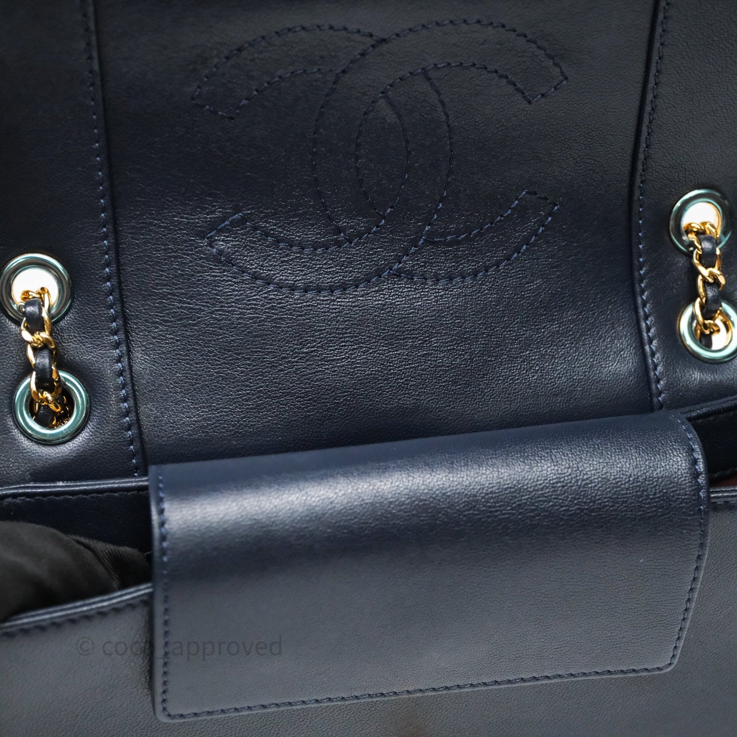 Chanel Small Vintage Mademoiselle Flap Navy Sheepskin Gold Hardware