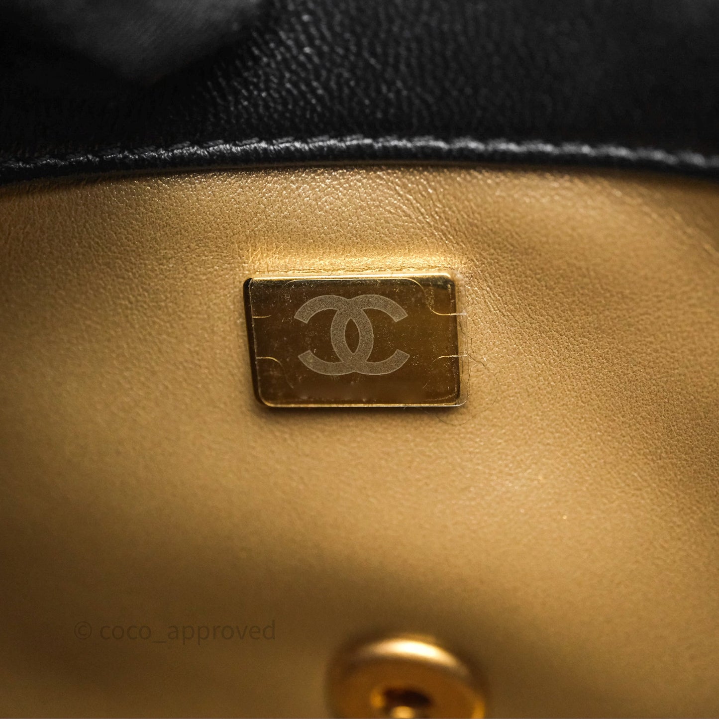 Chanel Pearl Crush Mini Square Quilted Black Lambskin Aged Gold Hardware