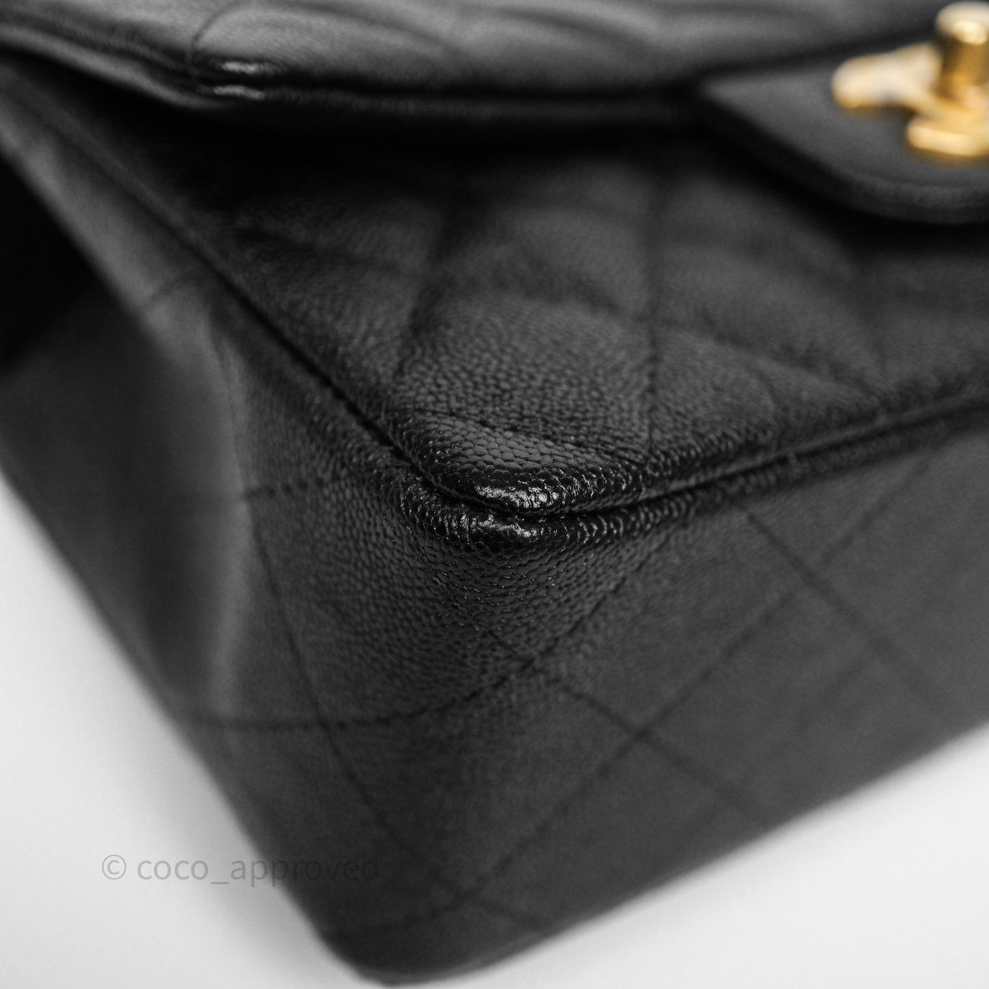 Chanel Top Handle Mini Rectangular Flap Bag Black Caviar Aged Gold Hardware