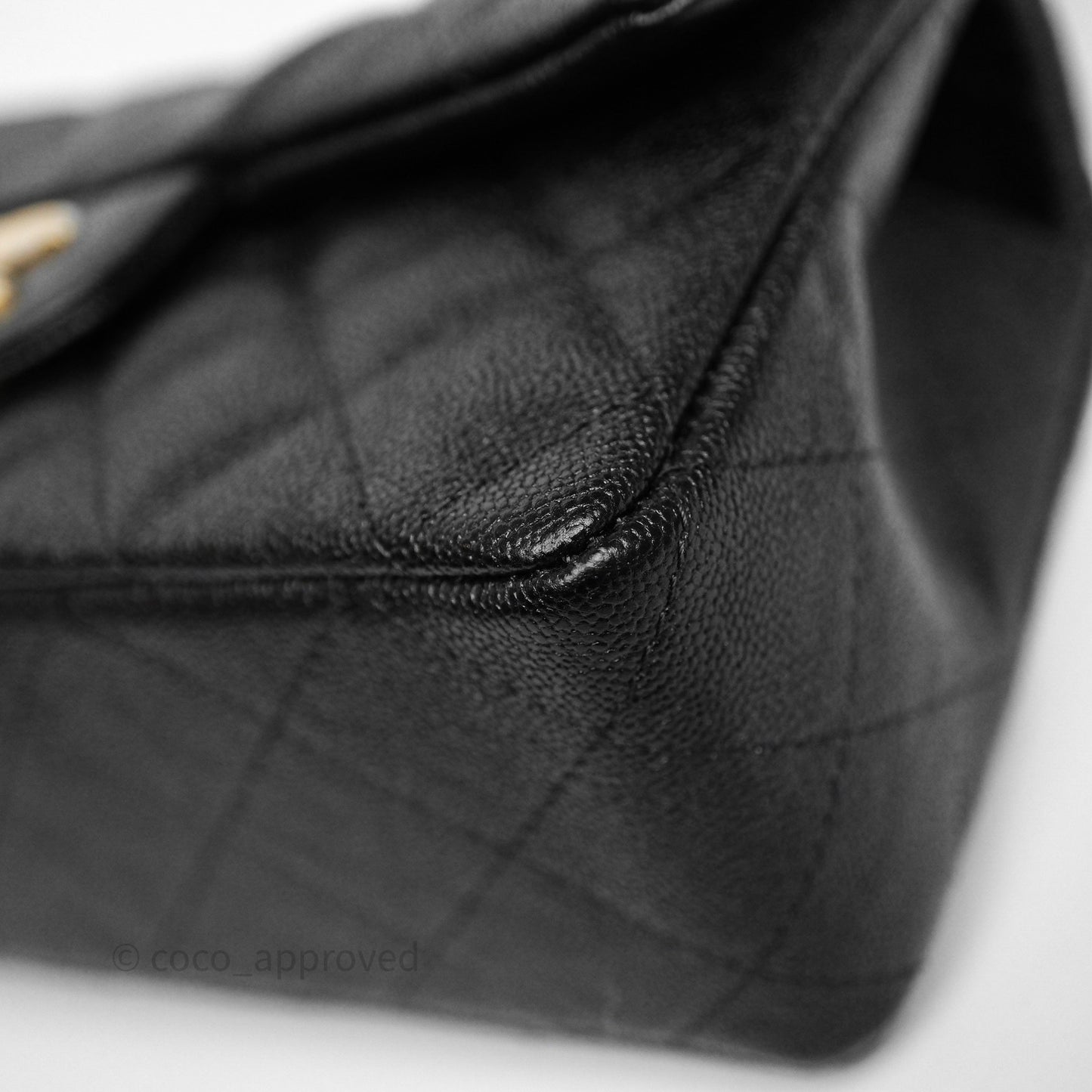 Chanel Top Handle Mini Rectangular Flap Bag Black Caviar Aged Gold Hardware