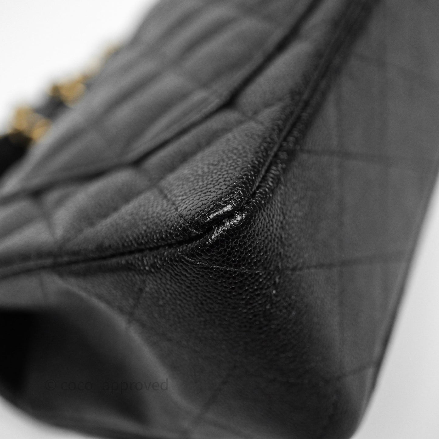Chanel Top Handle Mini Rectangular Flap Bag Black Caviar Aged Gold Hardware