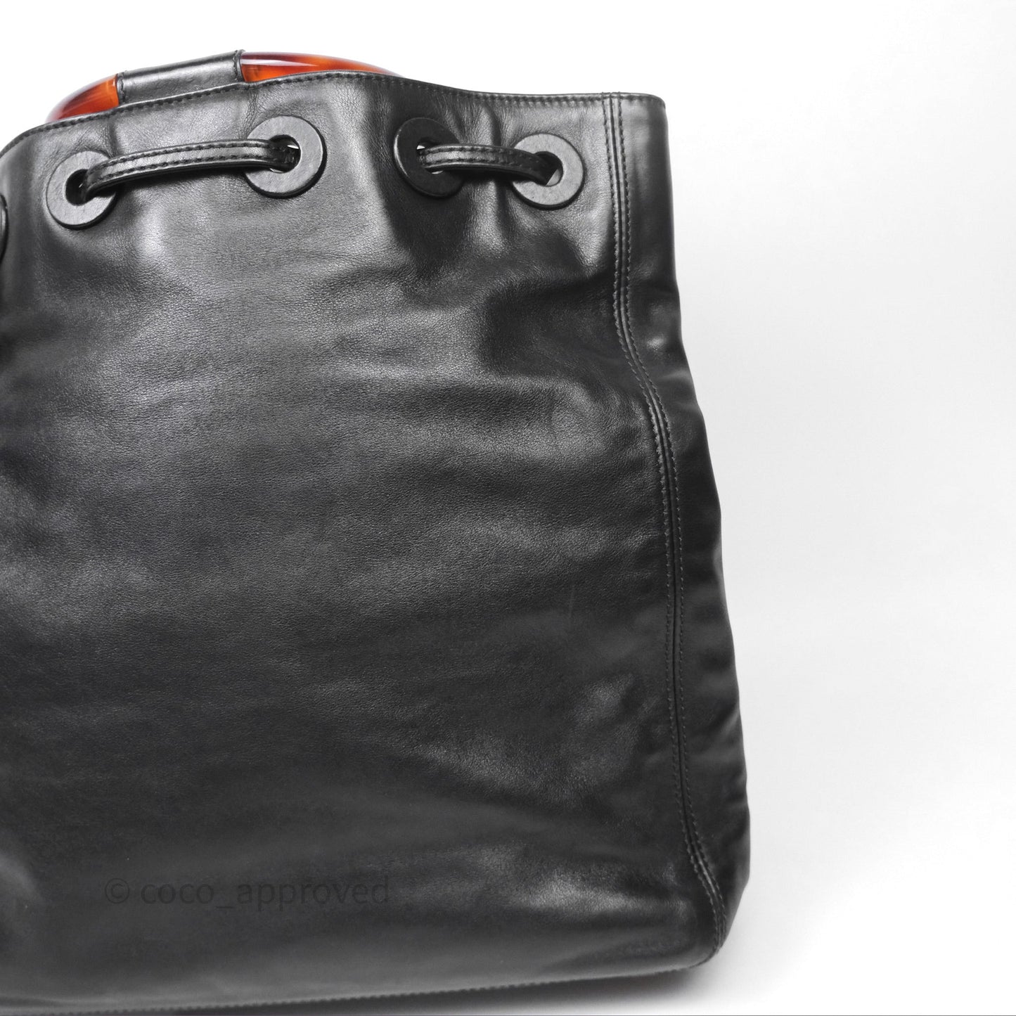 Chanel Vintage Top Handle Ring Bag Black Lambskin