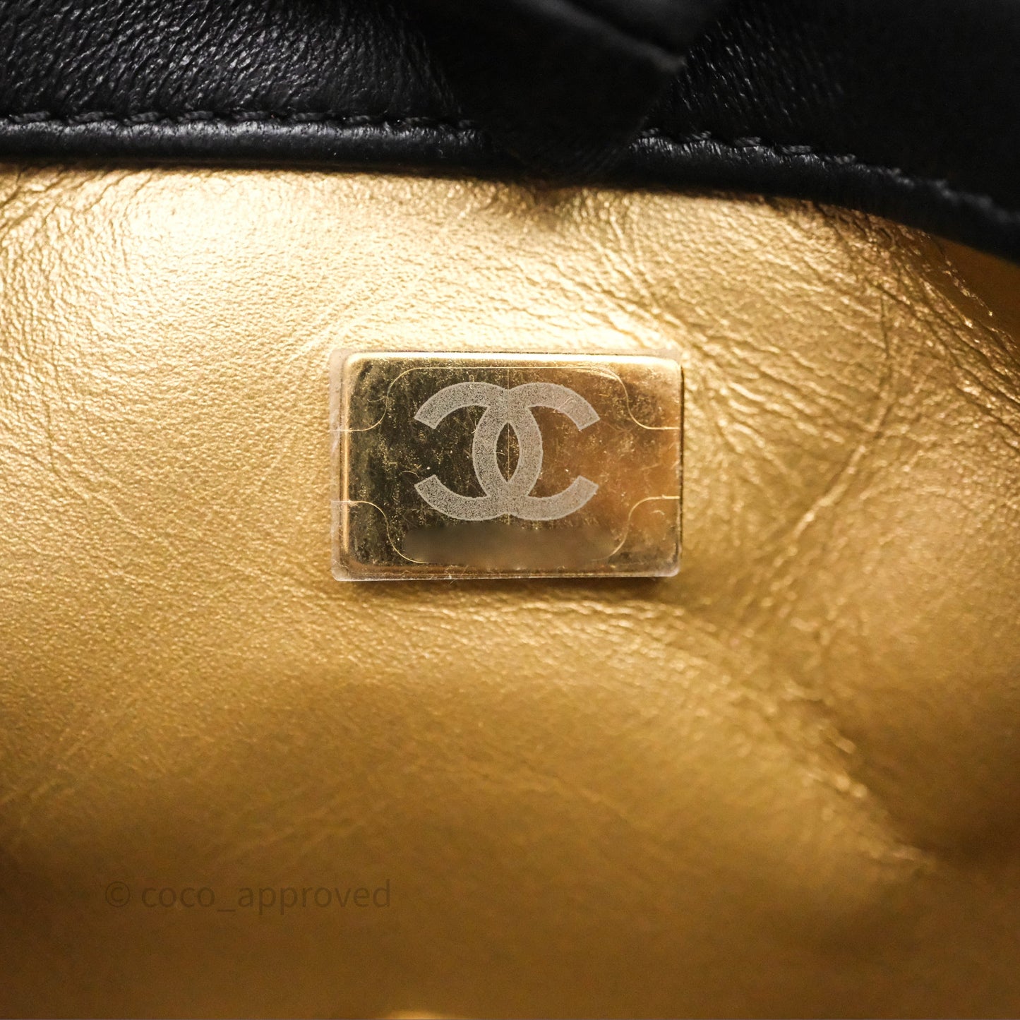 Chanel Pearl Crush Mini Square Quilted Black Lambskin Aged Gold Hardware