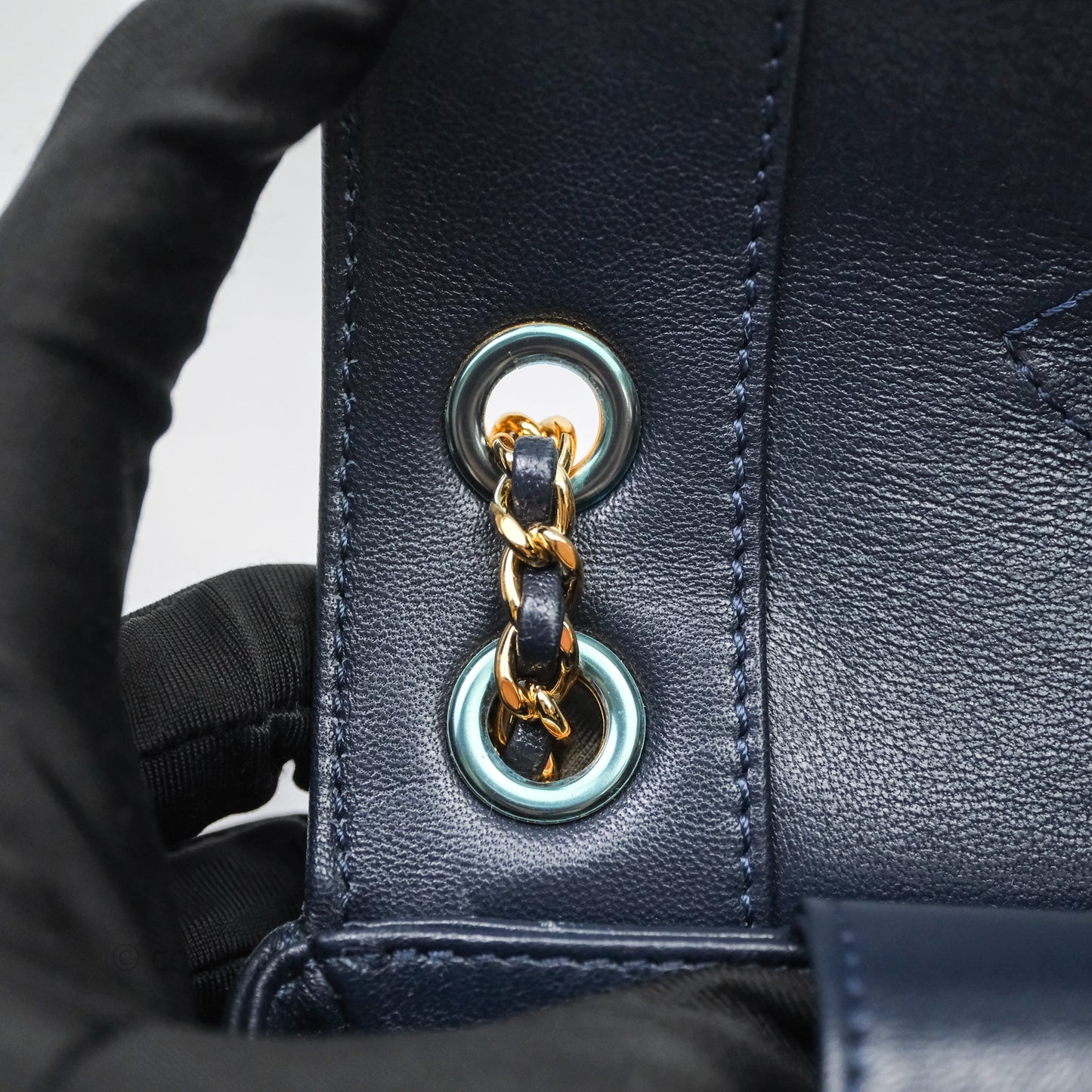 Chanel Small Vintage Mademoiselle Flap Navy Sheepskin Gold Hardware