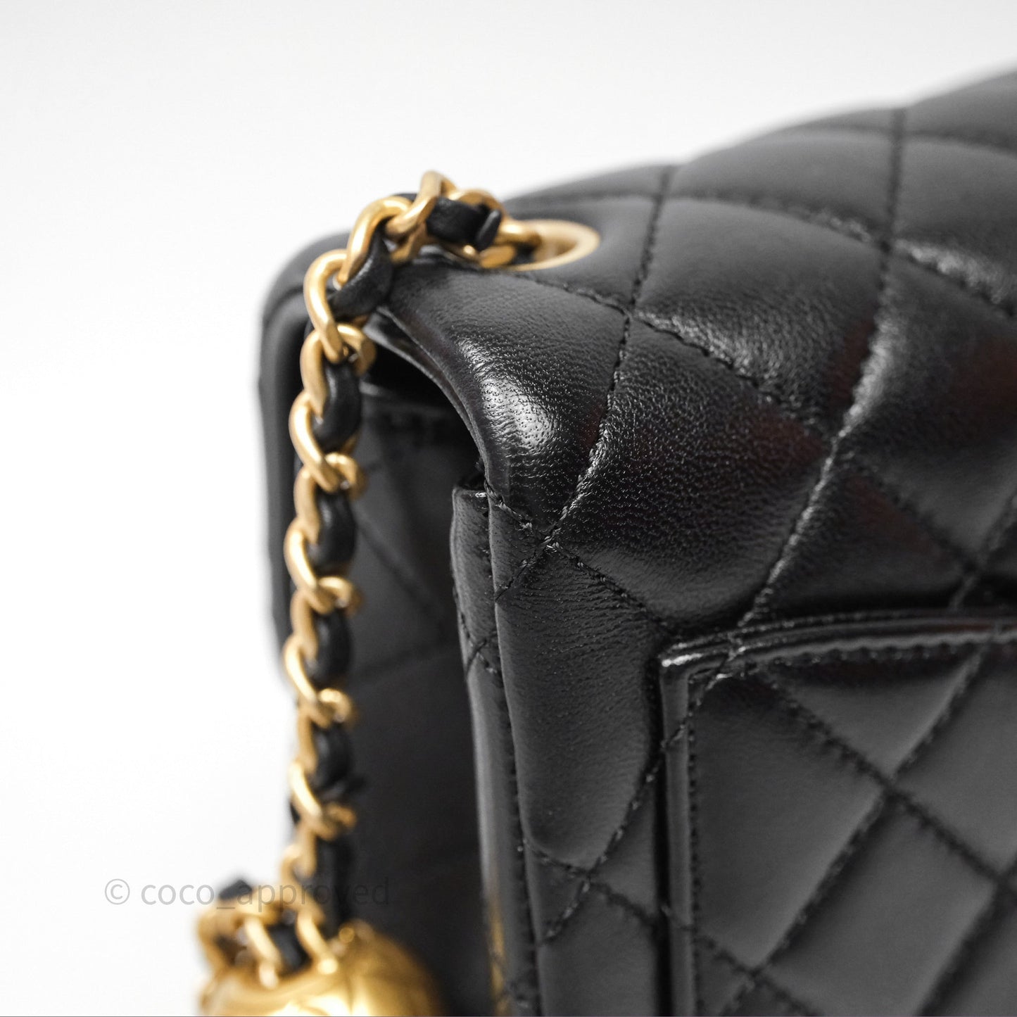 Chanel Pearl Crush Mini Square Quilted Black Lambskin Aged Gold Hardware