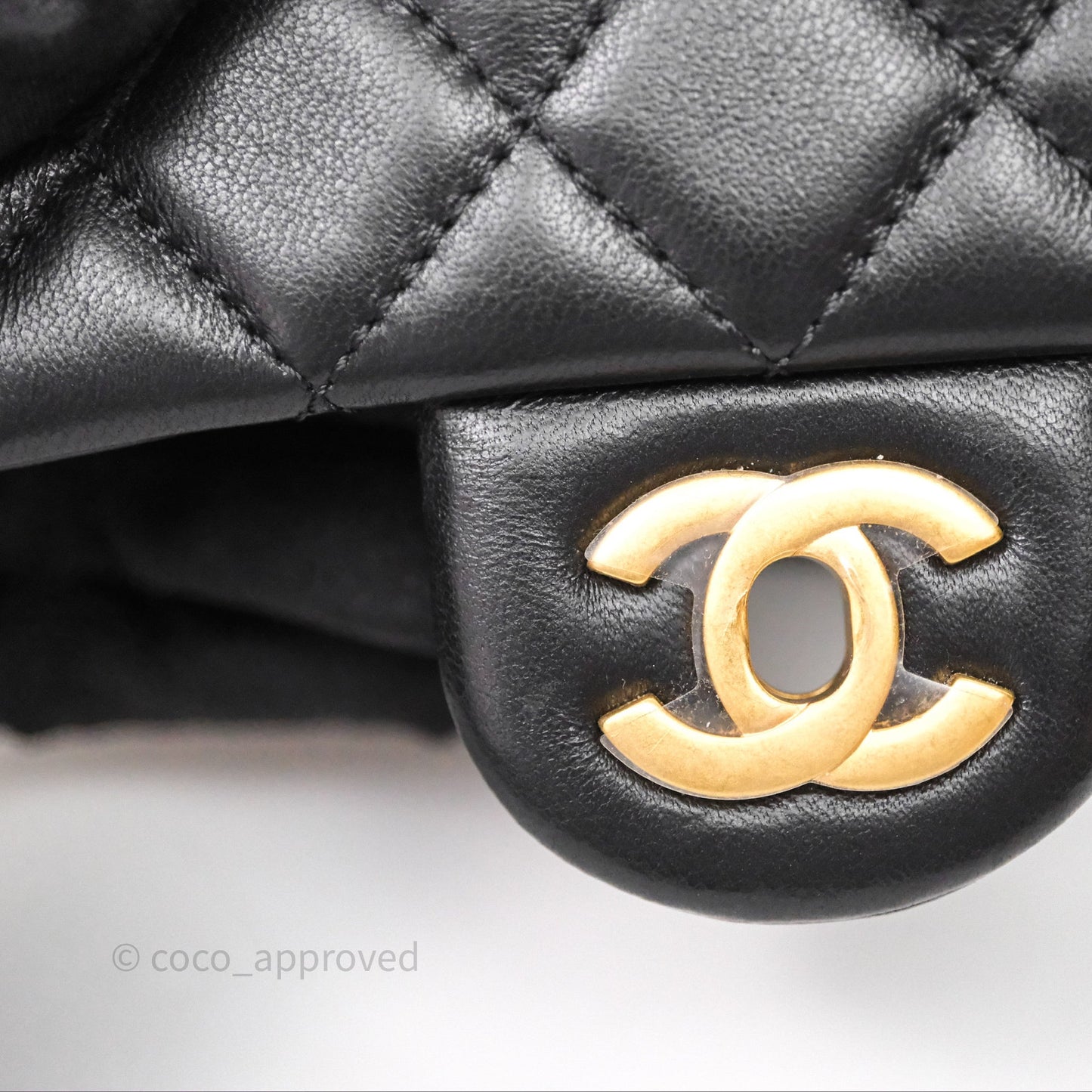 Chanel Pearl Crush Mini Square Quilted Black Lambskin Aged Gold Hardware