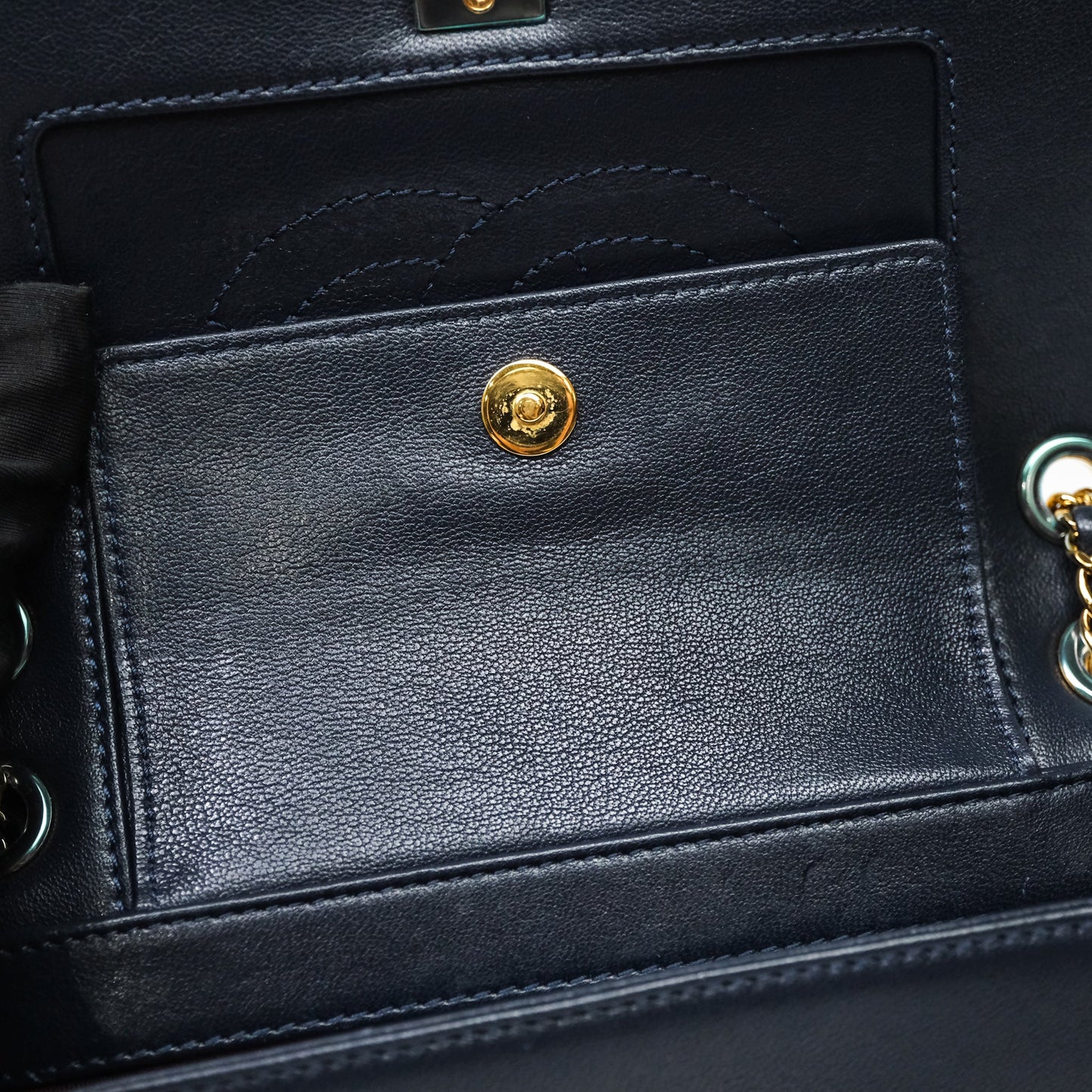 Chanel Small Vintage Mademoiselle Flap Navy Sheepskin Gold Hardware