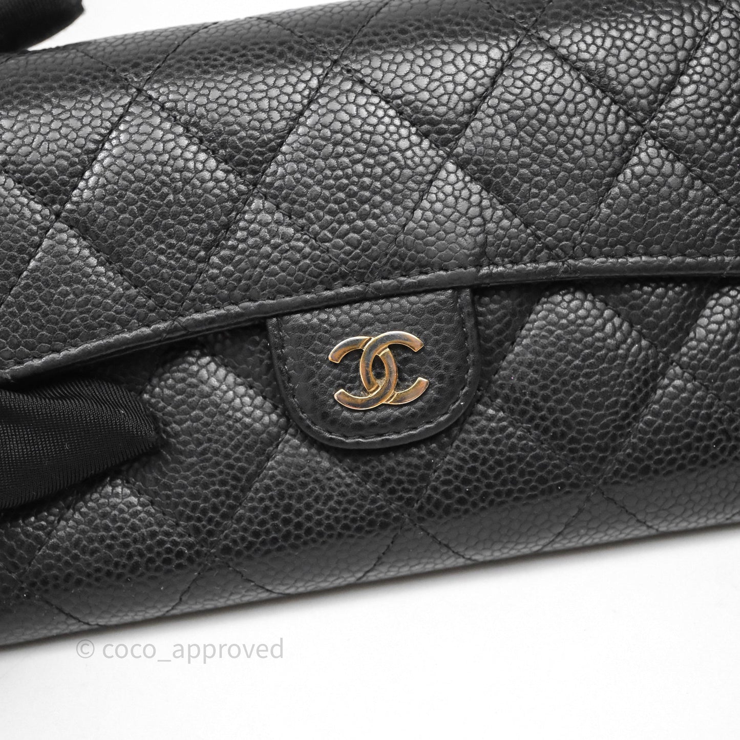 Chanel Quilted Medium Flap Wallet Black Caviar Gold Hardware