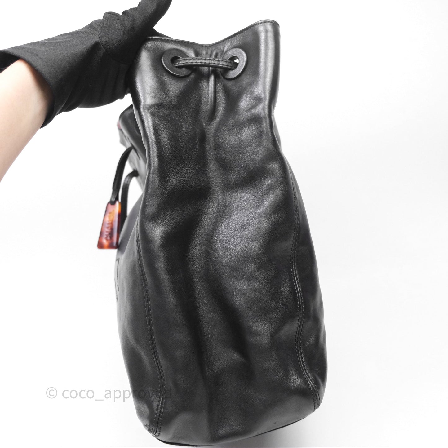 Chanel Vintage Top Handle Ring Bag Black Lambskin