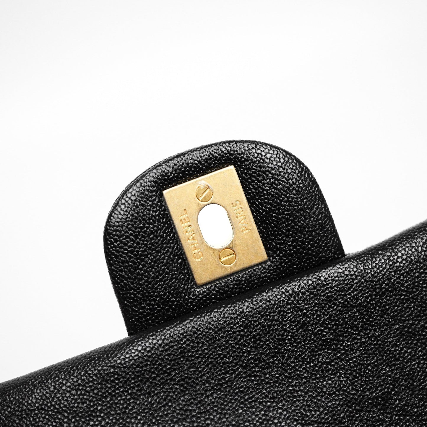 Chanel Top Handle Mini Rectangular Flap Bag Black Caviar Aged Gold Hardware