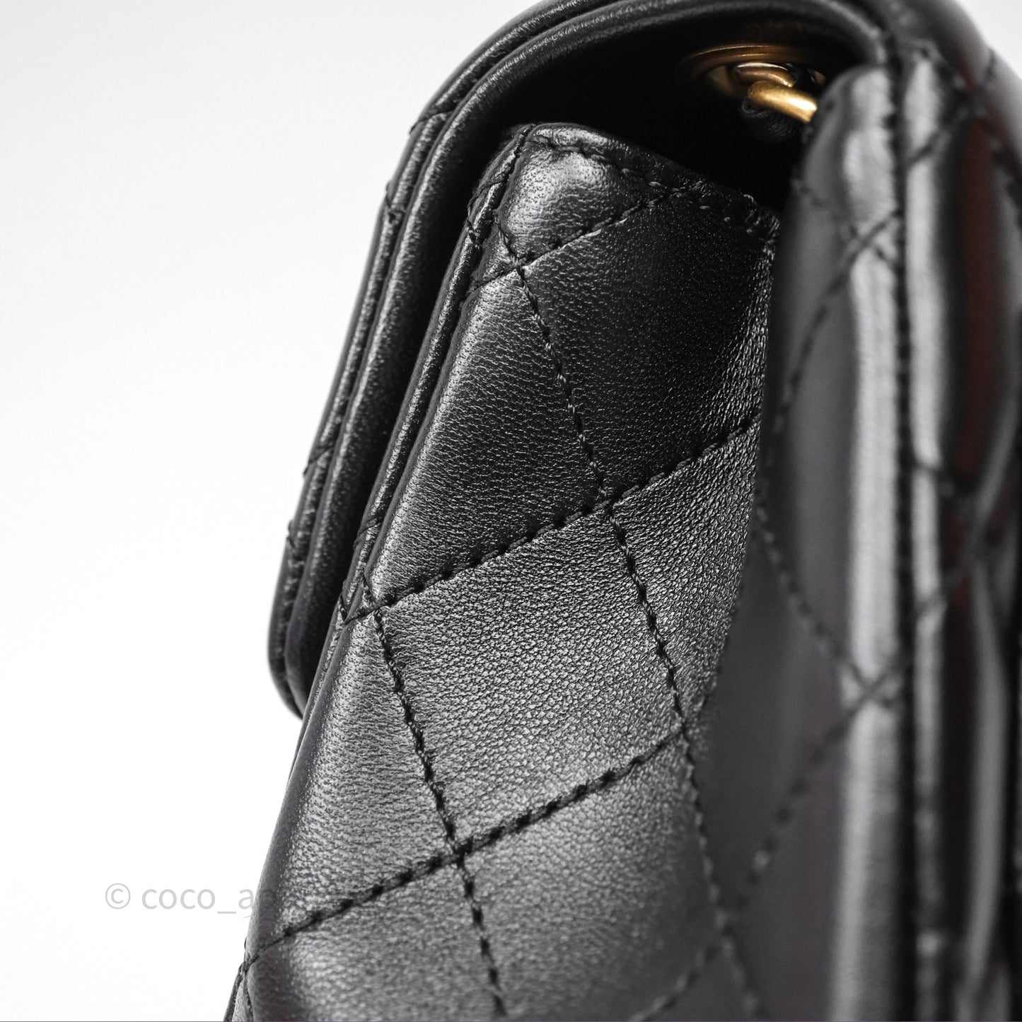 Chanel Pearl Crush Mini Square Quilted Black Lambskin Aged Gold Hardware