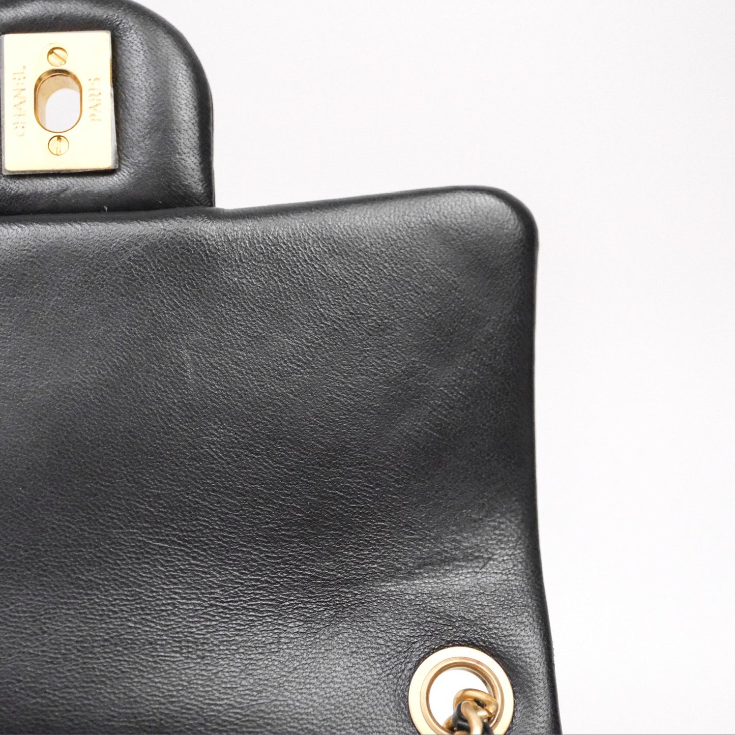 Chanel Pearl Crush Mini Square Quilted Black Lambskin Aged Gold Hardware