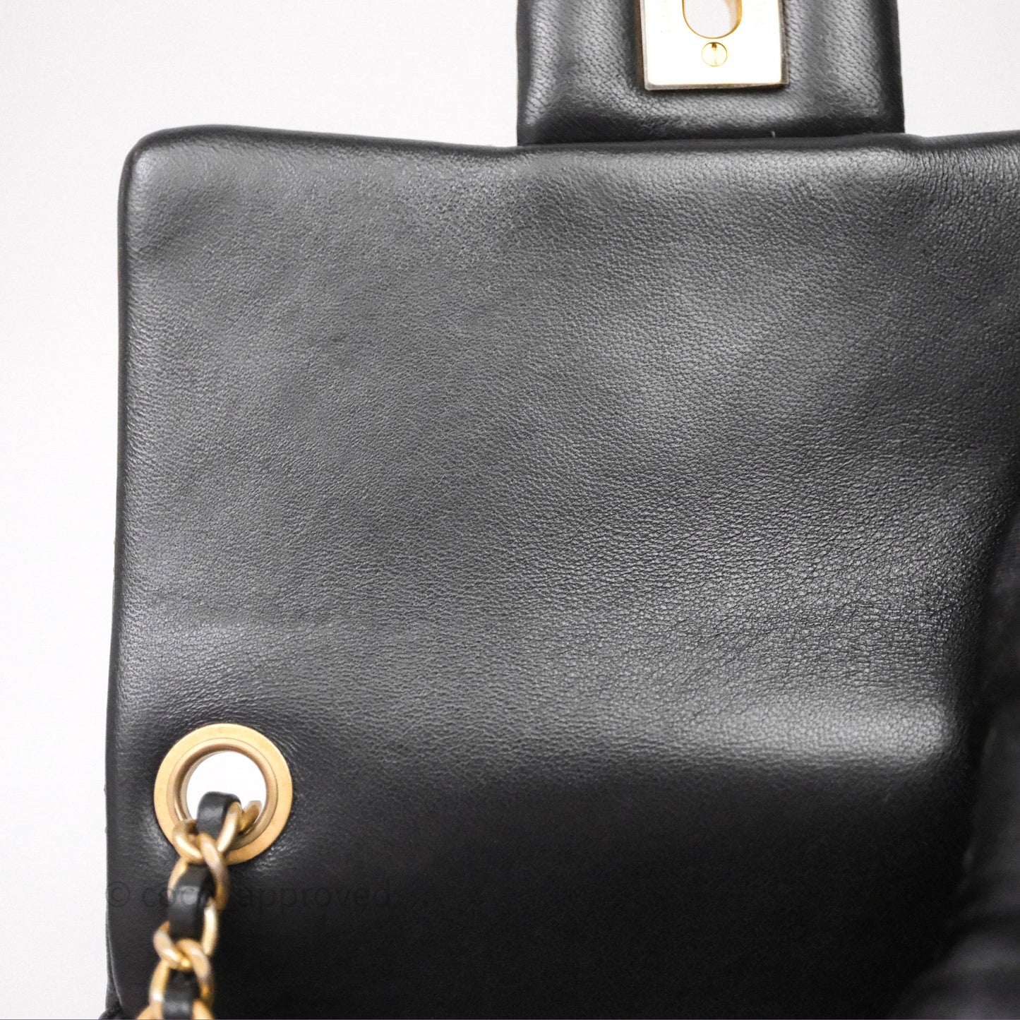 Chanel Pearl Crush Mini Square Quilted Black Lambskin Aged Gold Hardware