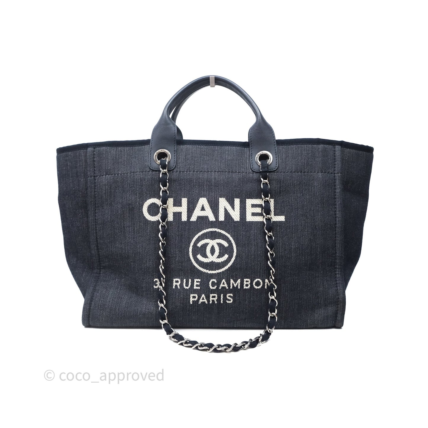 Chanel Large Deauville Tote Denim Canvas Silver Hardware