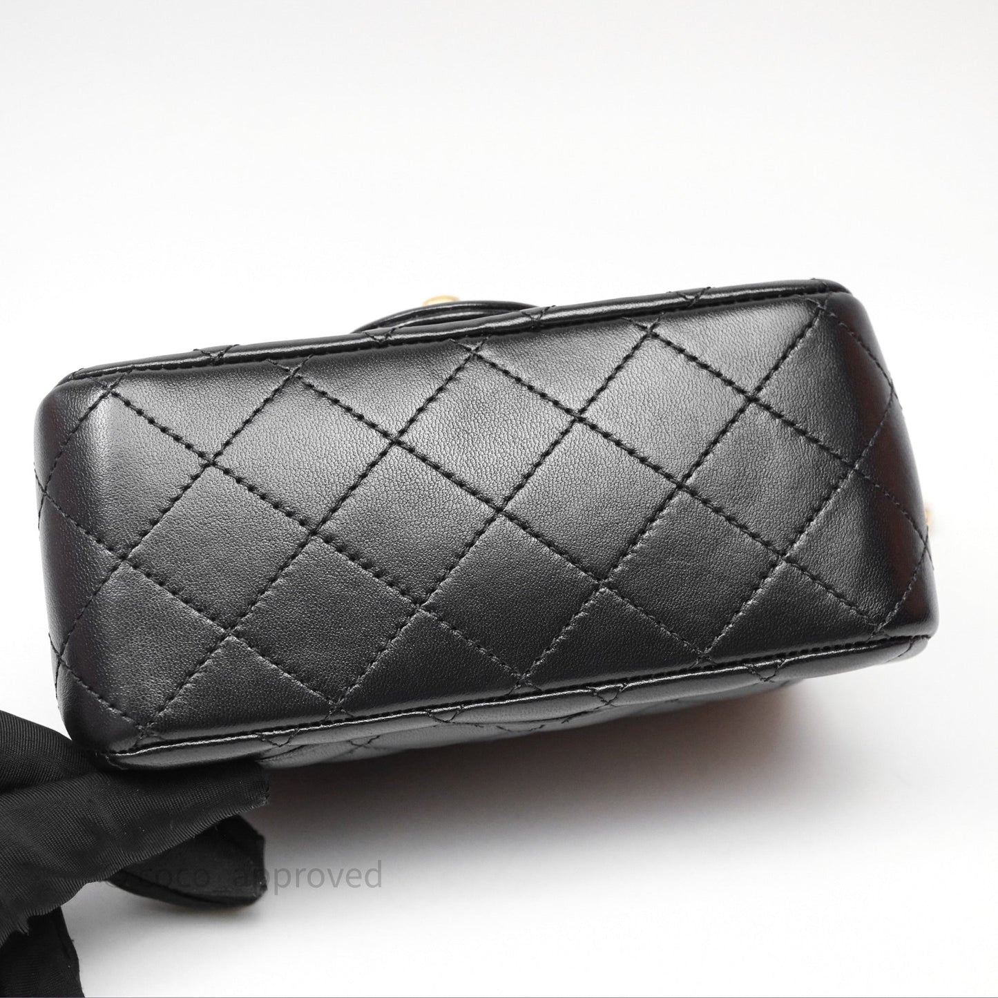 Chanel Pearl Crush Mini Square Quilted Black Lambskin Aged Gold Hardware