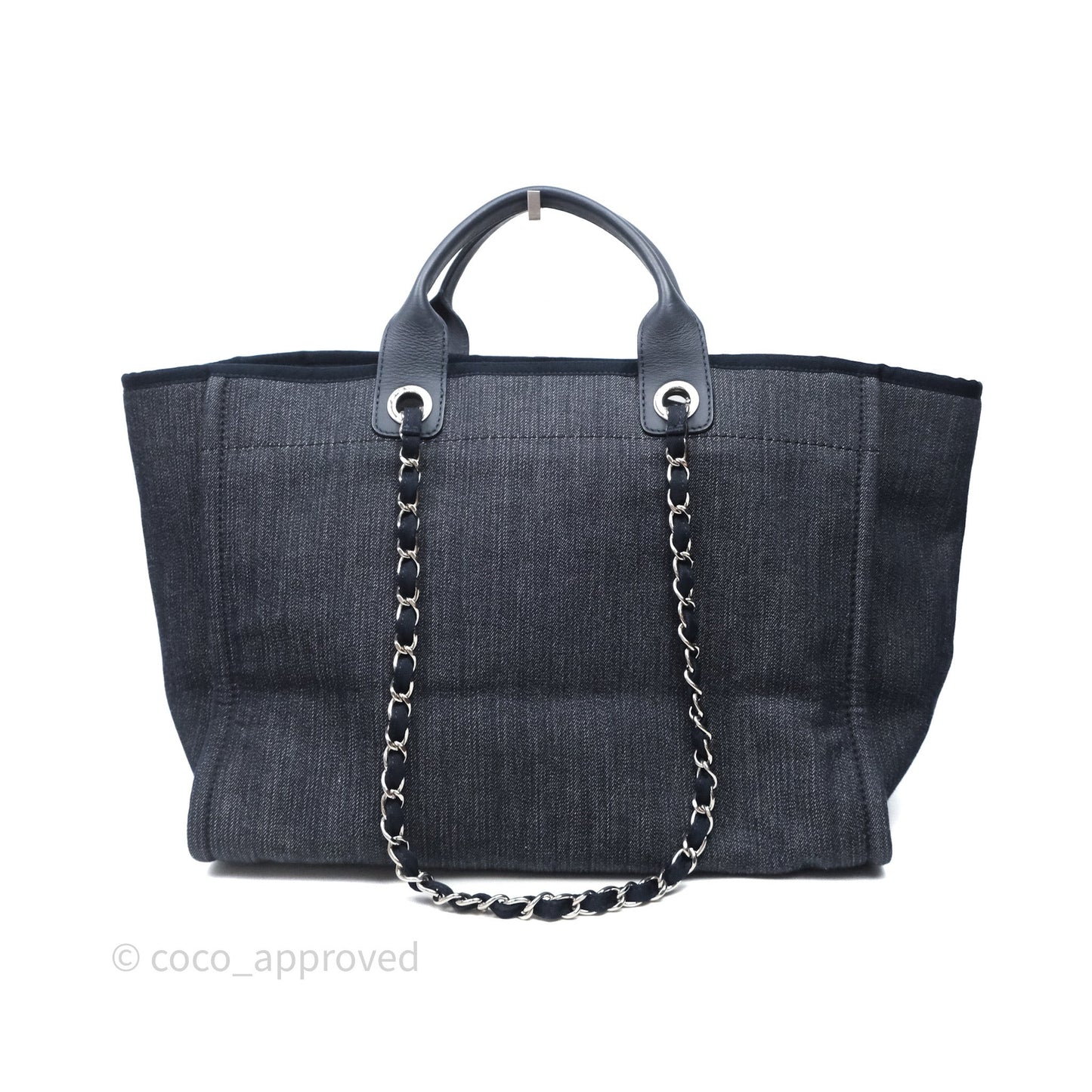 Chanel Large Deauville Tote Denim Canvas Silver Hardware