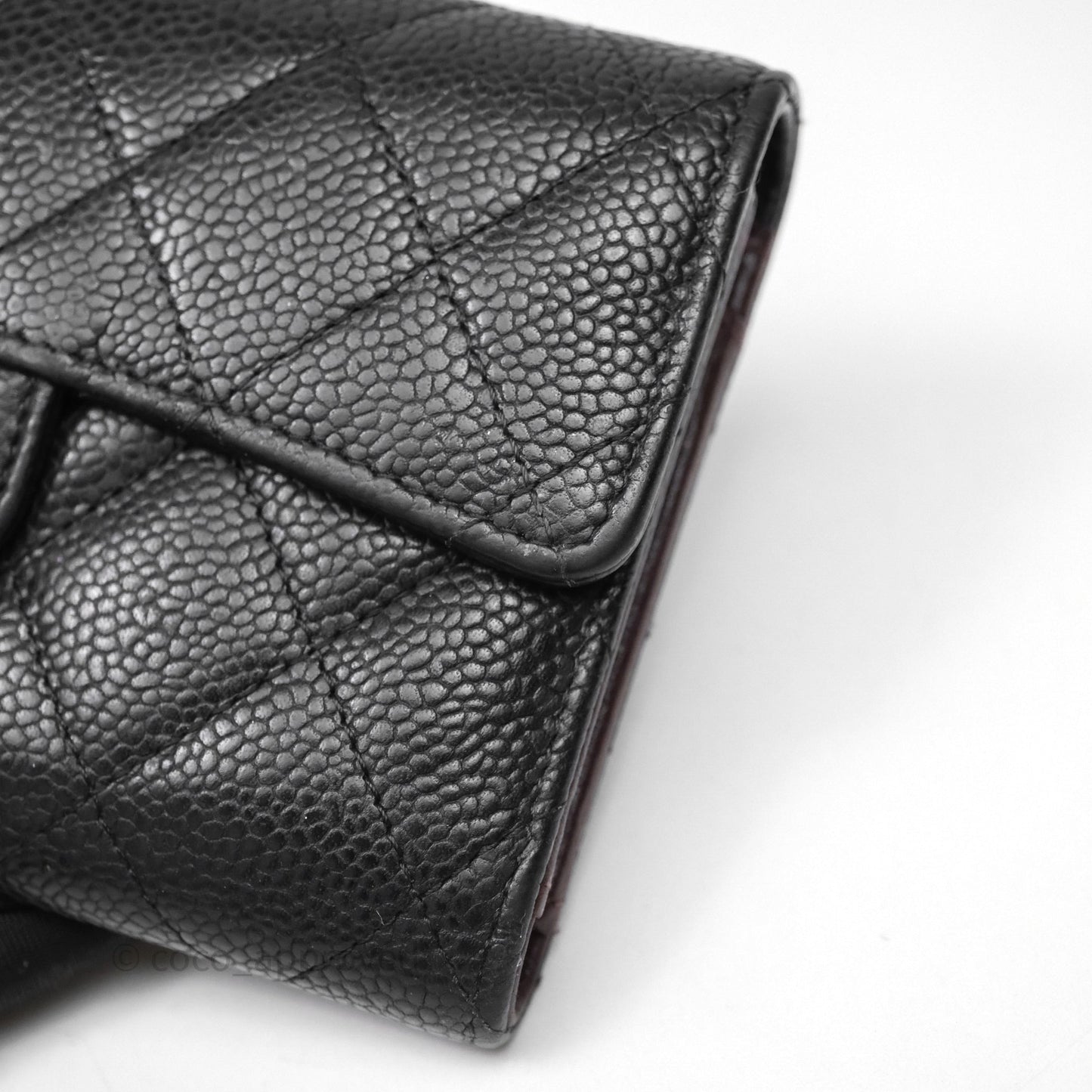 Chanel Quilted Medium Flap Wallet Black Caviar Gold Hardware