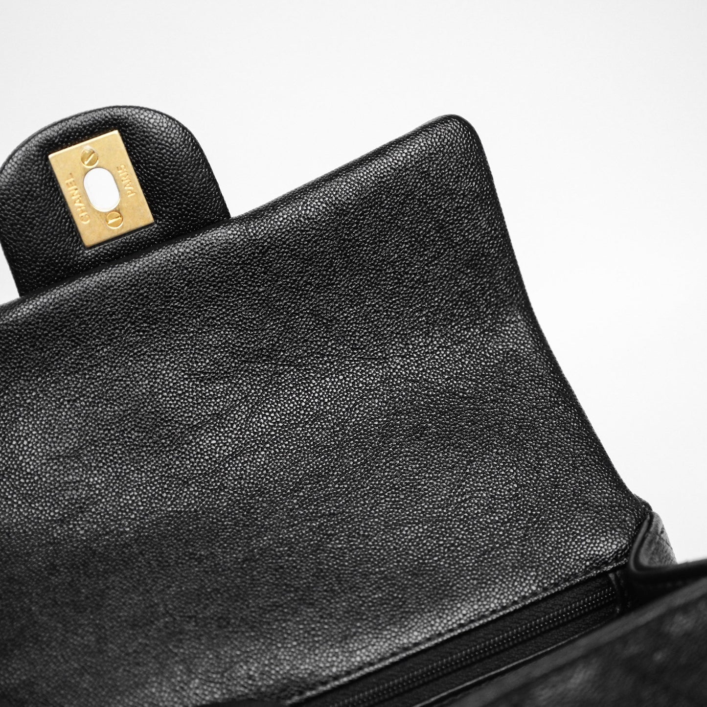 Chanel Top Handle Mini Rectangular Flap Bag Black Caviar Aged Gold Hardware