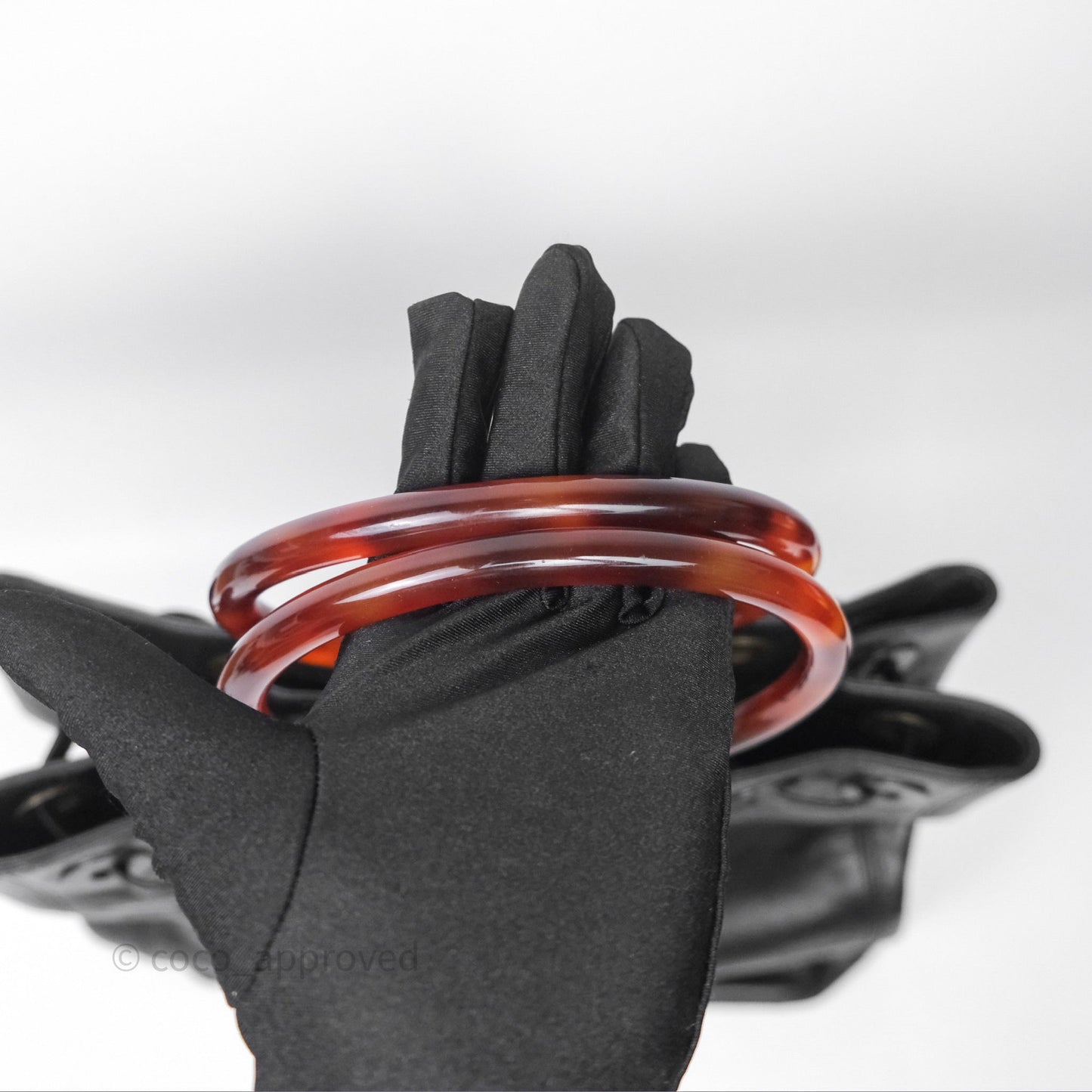 Chanel Vintage Top Handle Ring Bag Black Lambskin