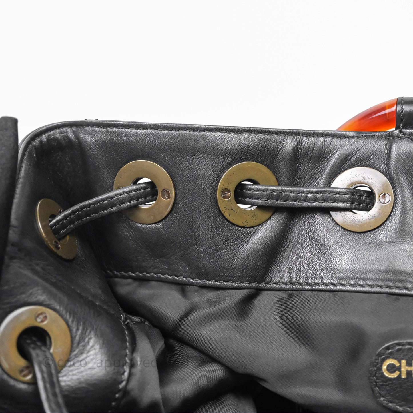Chanel Vintage Top Handle Ring Bag Black Lambskin