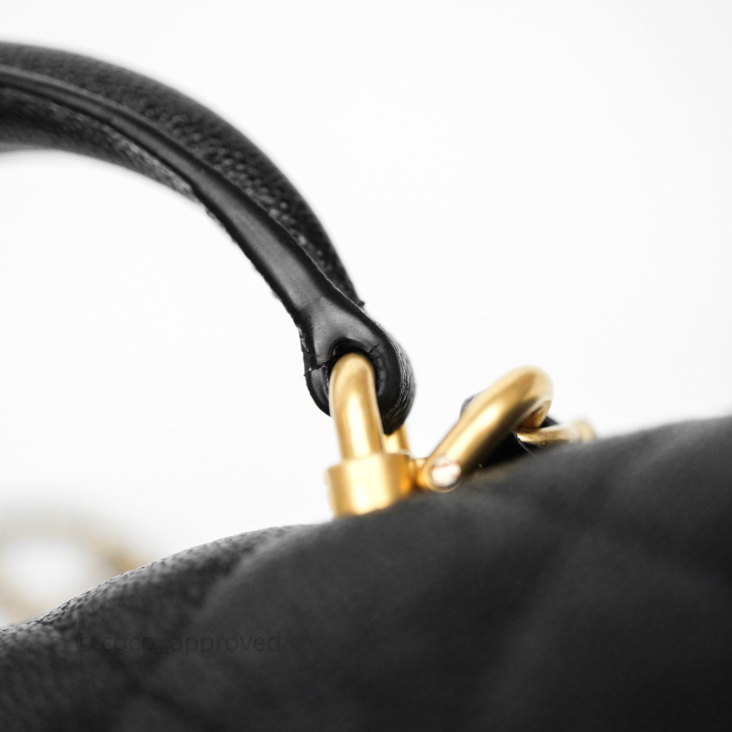 Chanel Top Handle Mini Rectangular Flap Bag Black Caviar Aged Gold Hardware