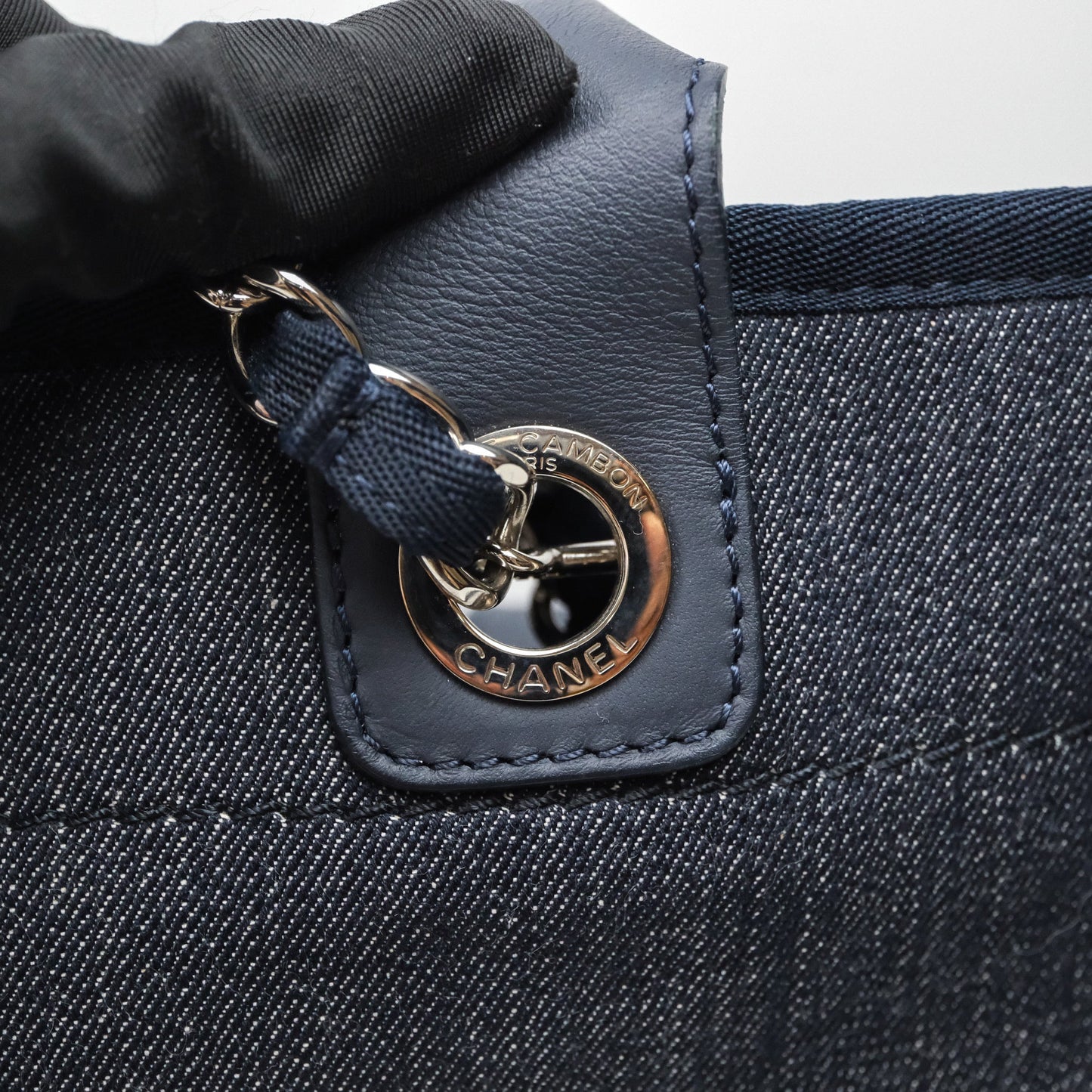 Chanel Large Deauville Tote Denim Canvas Silver Hardware