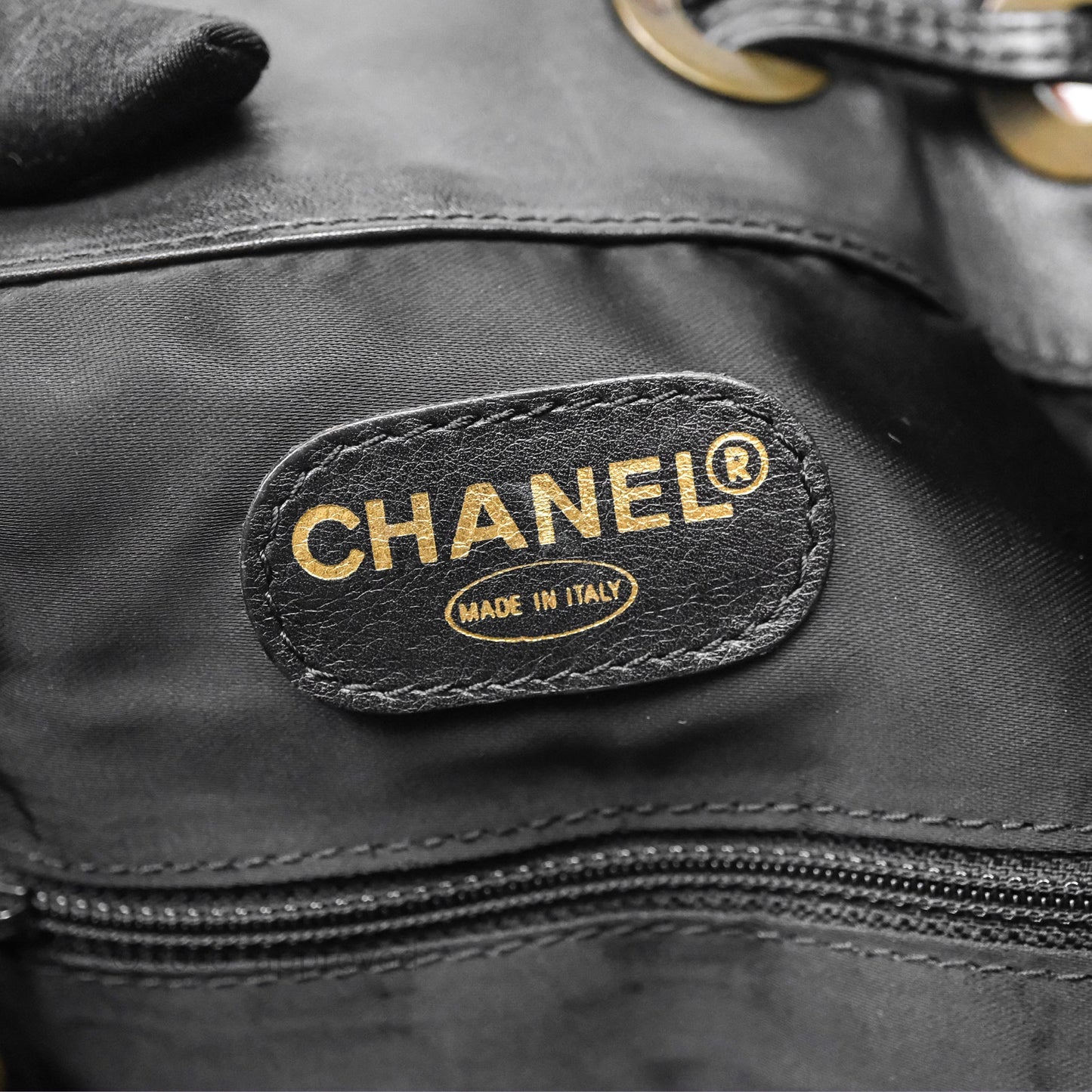 Chanel Vintage Top Handle Ring Bag Black Lambskin