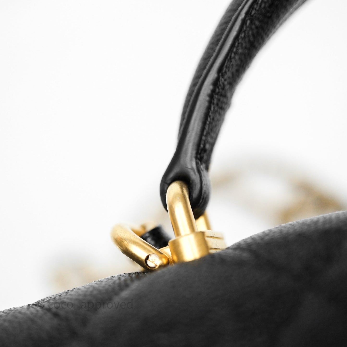 Chanel Top Handle Mini Rectangular Flap Bag Black Caviar Aged Gold Hardware