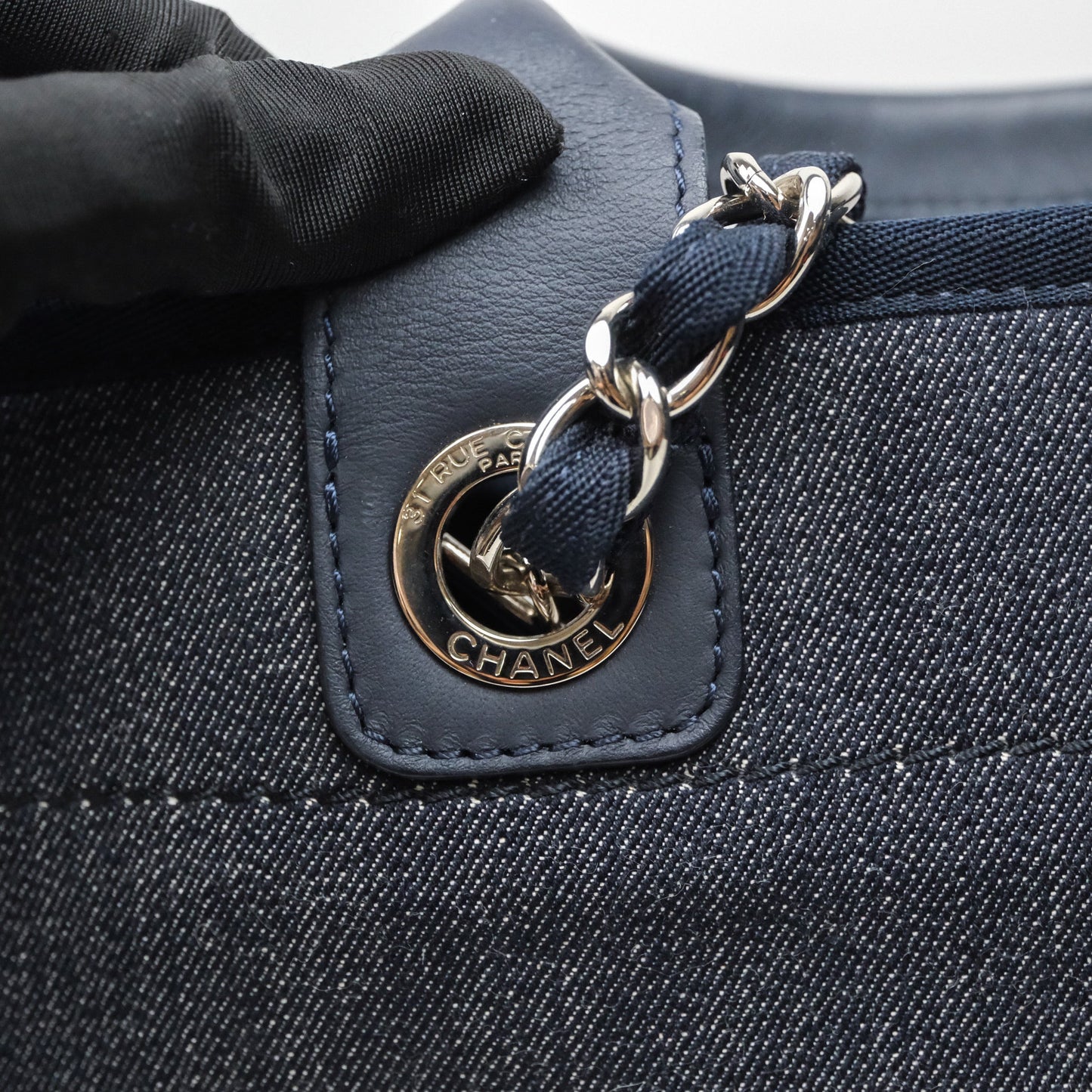 Chanel Large Deauville Tote Denim Canvas Silver Hardware