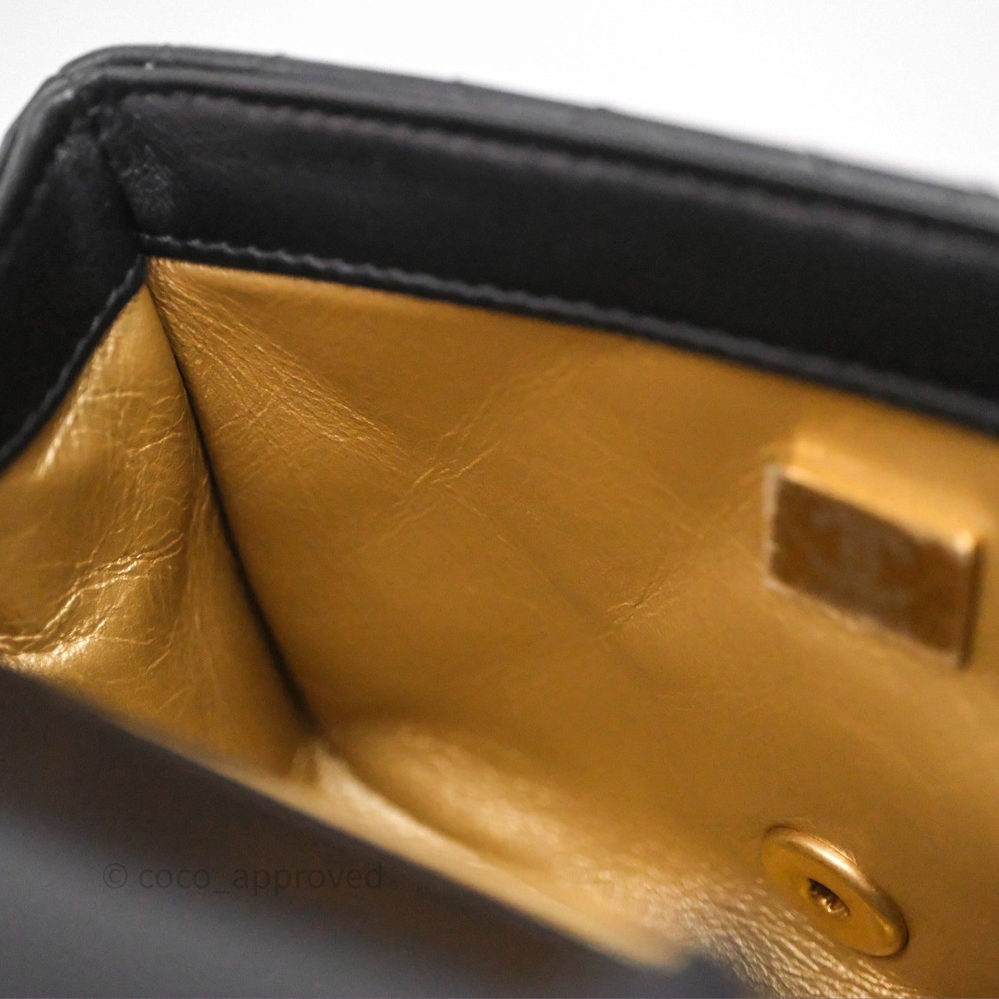 Chanel Pearl Crush Mini Square Quilted Black Lambskin Aged Gold Hardware